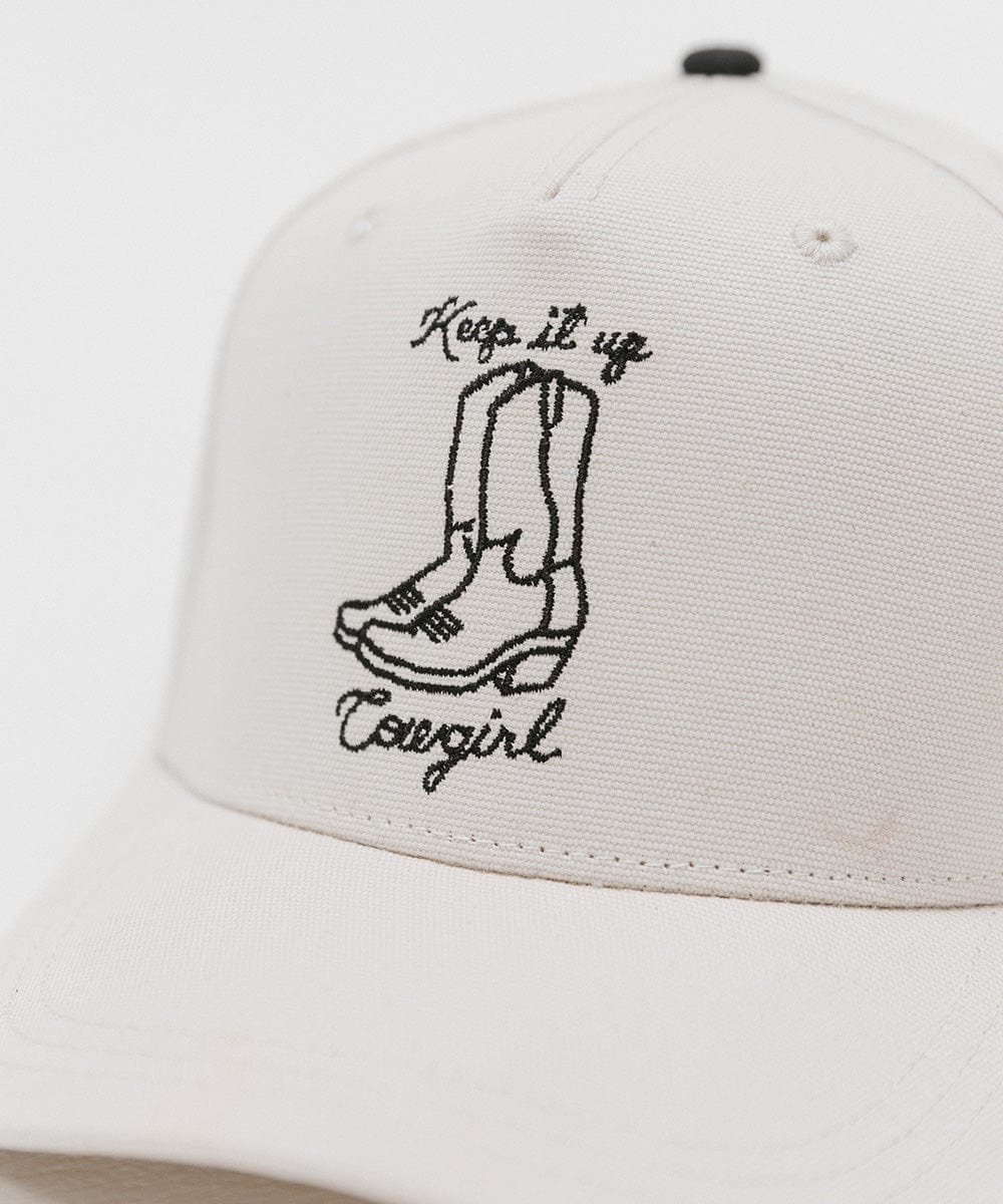Keep It Up Cowgirl Canvas Trucker Hat - Stylish Western Cowgirl Hat for Women - Perfect for Rodeo, Country Music Festivals & Outdoor Adventures
