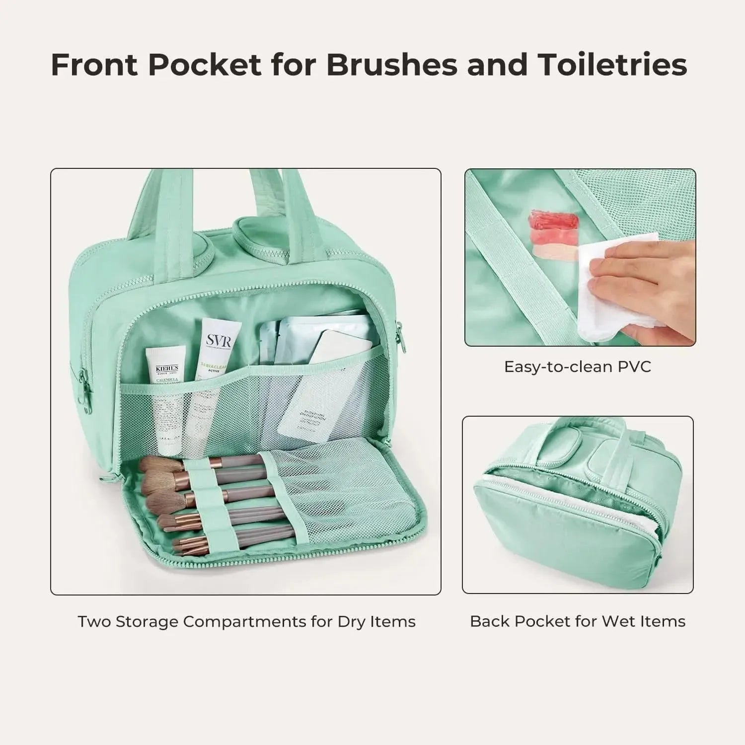 Premium Crush Toiletry Bag for Travel - 6 Stylish Colors (Black, Blue, Pink, Gray, Green, Purple) - Perfect for Vacation, Gym, Camping & Daily Use