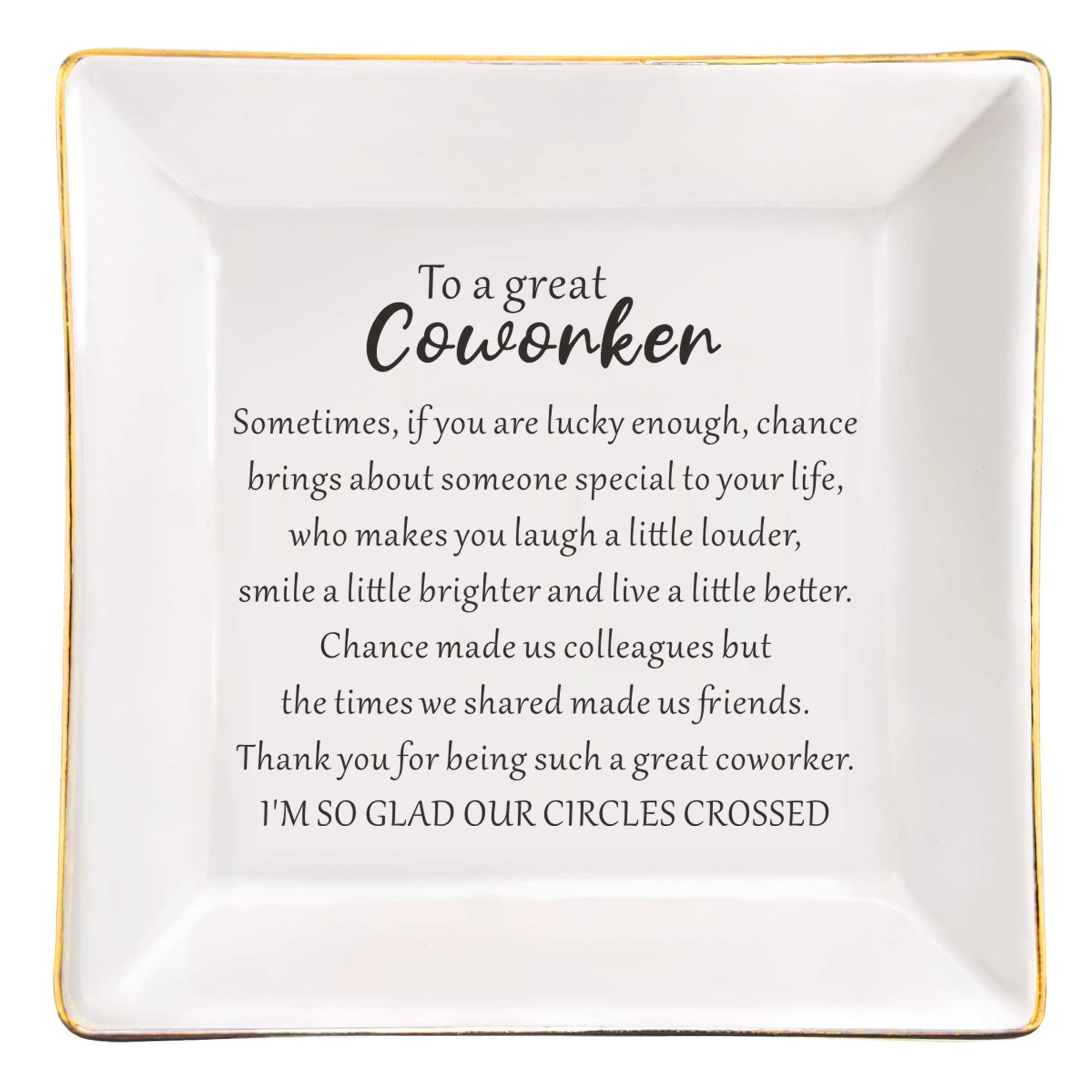 Ceramic Trinket Dish for Women - Elegant Jewelry & Ring Holder - Perfect Coworker Gift for Retirement, Farewell, Appreciation - Ideal for Office, Home Vanity & Gift-Giving Occasions