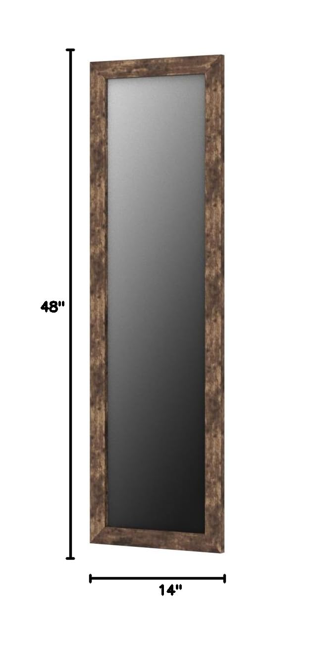 Sunix 48x14 Inch Full Length Wall Mirror with Rustic Wood Frame - Hanging Door & Body Mirror for Bedroom, Living Room, Entryway & Dressing Area