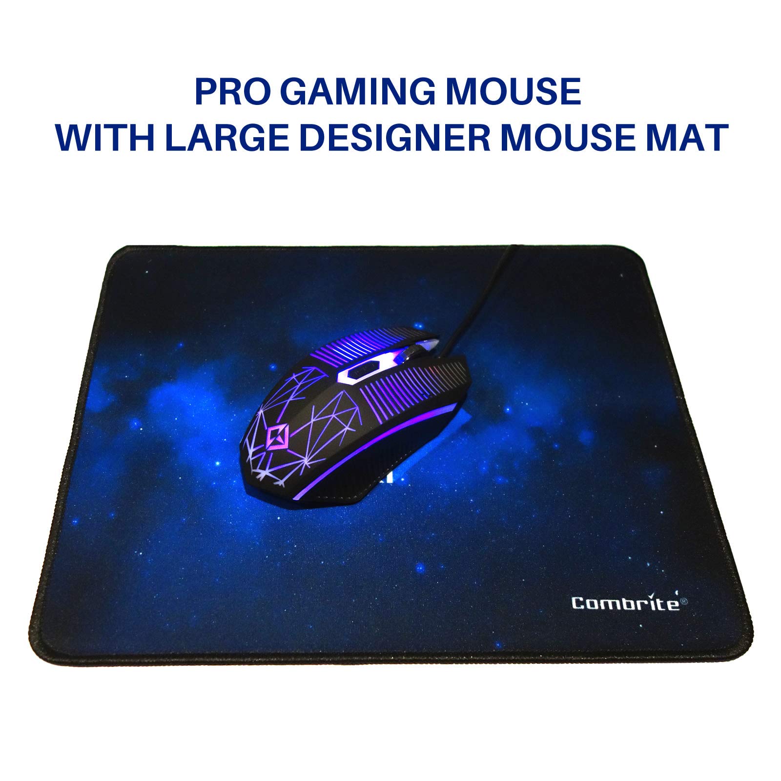 Combrite Raptor Gaming Keyboard and Mouse Set with Large Mouse Pad, RGB LED Backlit, USB Wired Desktop Combo, UK Layout - for PC, Laptop, PS4, Xbox One (Black) - Perfect for Gaming, Office Work, and Home Entertainment