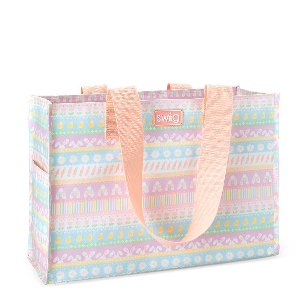 Eco-Friendly Large Reusable Shopping Bag - Bunny Trail Design for Groceries, Beach Trips & Everyday Use