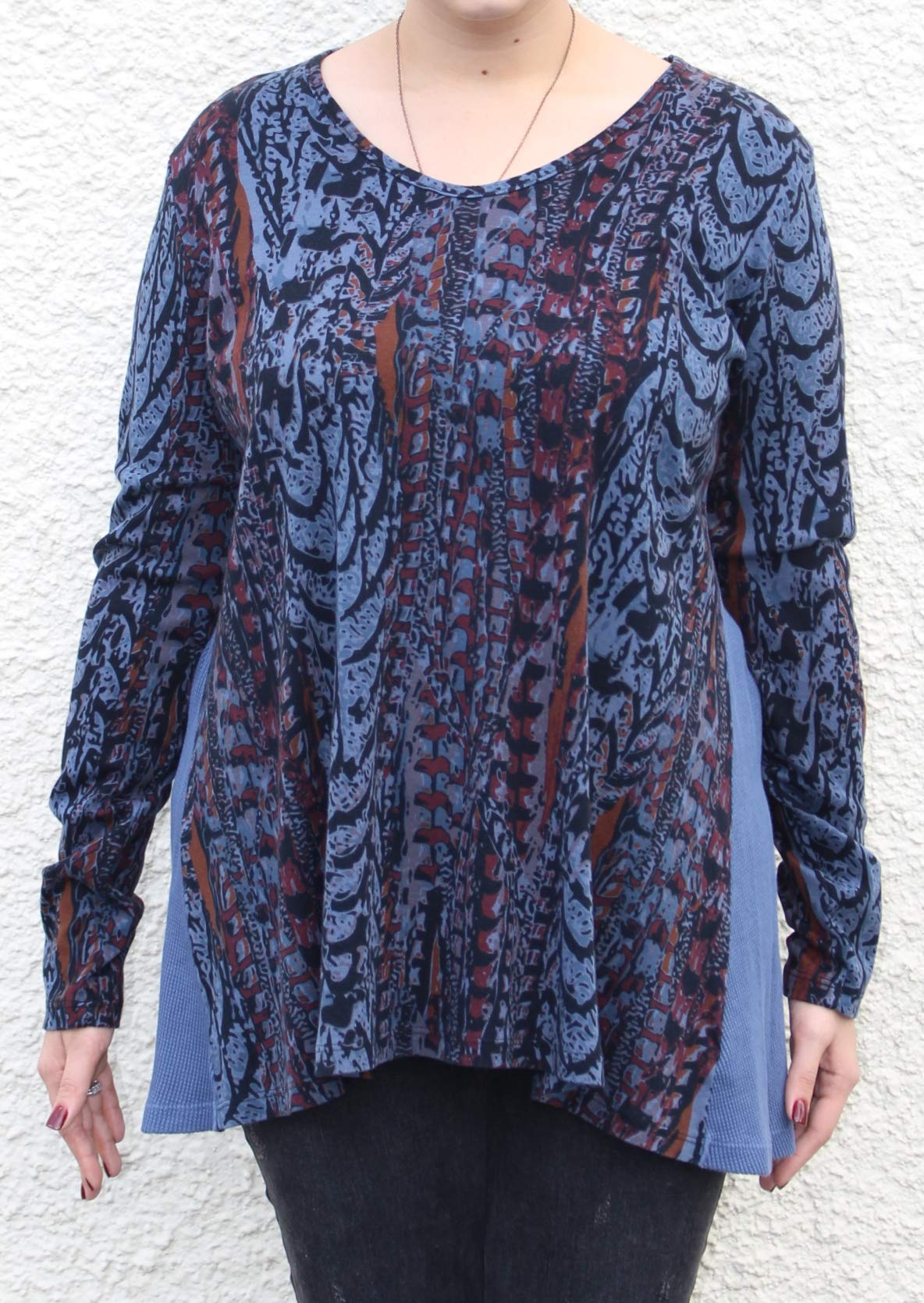Women's Foxtail Waffle Back Relaxed Fit A-line Cotton Tunic Top - Casual Loungewear & Layering Piece for Everyday Comfort
