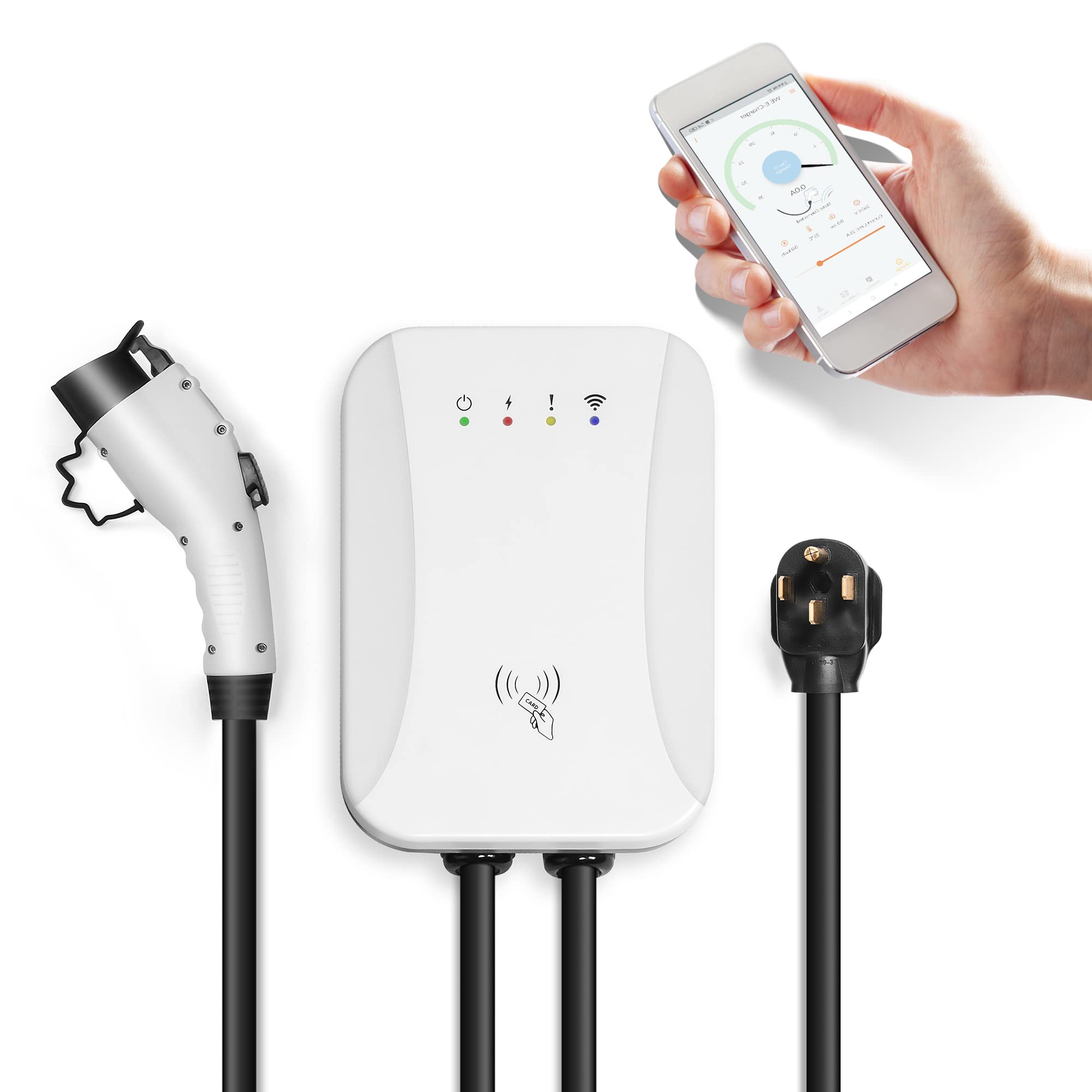 LUCKYERMORE Level 2 EV Charger - 16/32/40 Amp Portable Charging Station with 25ft Cable, WiFi Enabled, NEMA 14-50 Plug, UL Certified & SAE J1772 Standard for Indoor/Outdoor Use - Perfect for Home, Garage, and Travel Charging