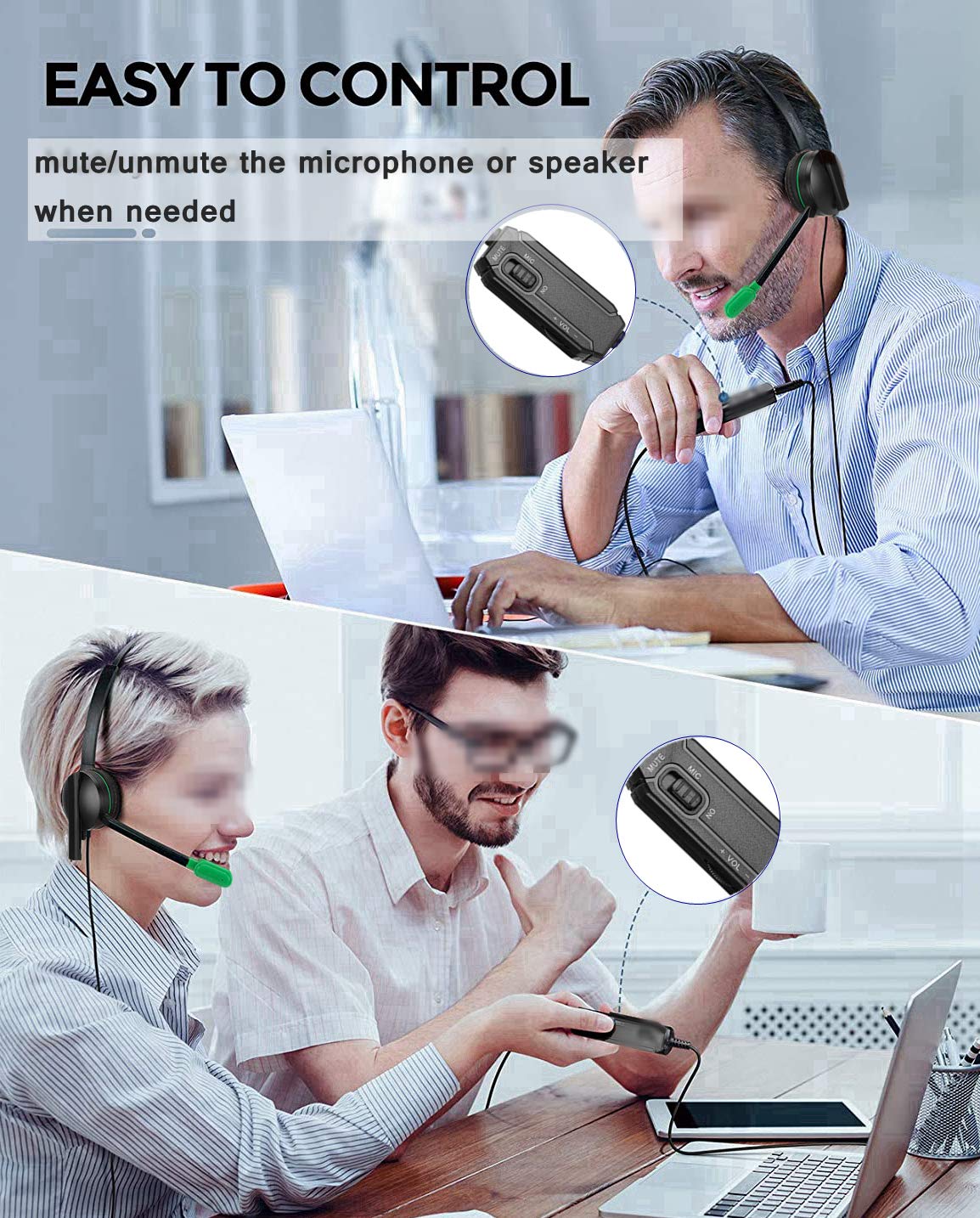 Premium Gaming Headset with Noise Cancellation - High-Fidelity Sound, Lightweight & Comfortable Over-Ear Design for PC, Laptop, Tablet - Perfect for Online Gaming, Remote Work & Office Use