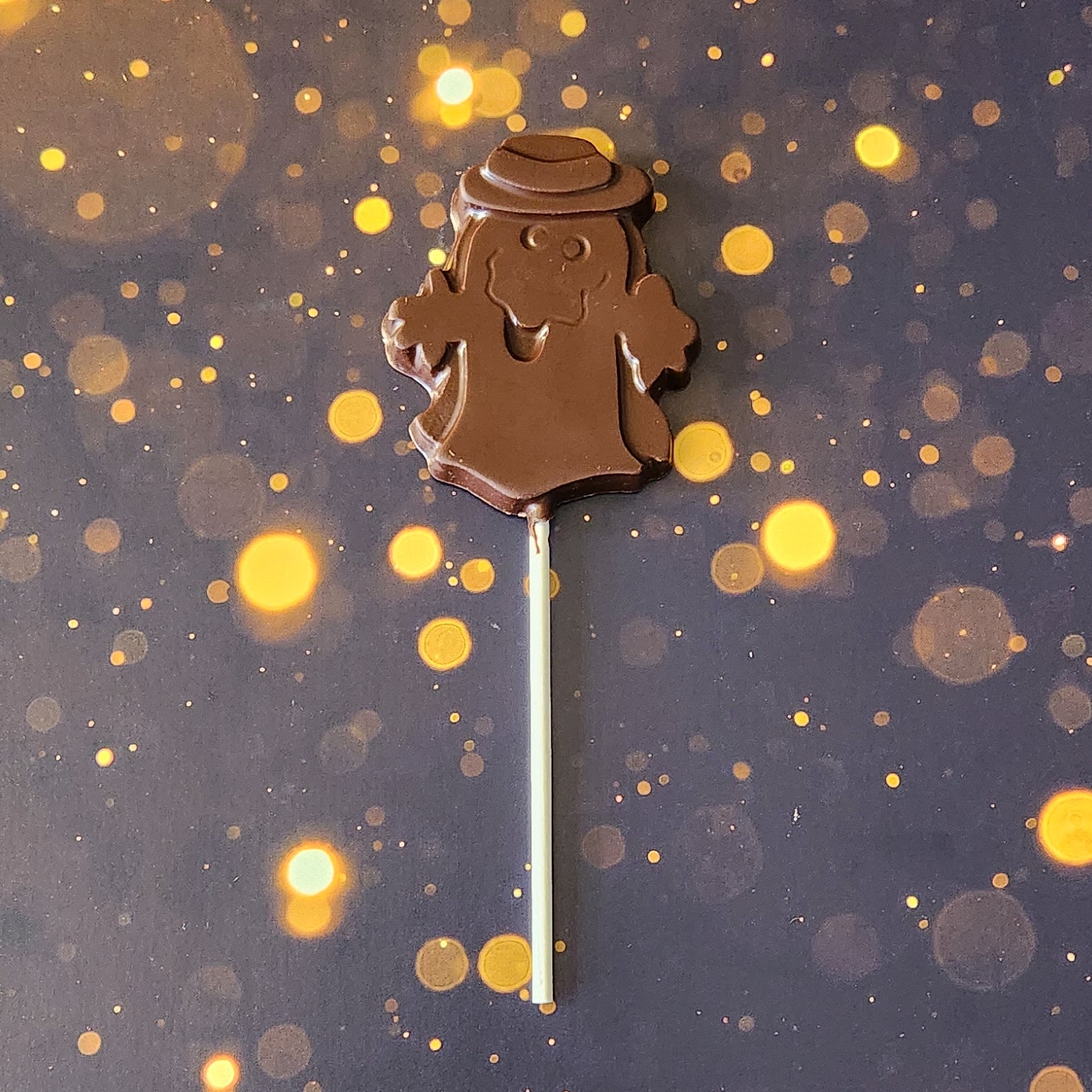 Spooky Chocolate Ghost with Hat - Halloween Party Favors, Trick or Treat Gifts & Decorative Treats for Kids