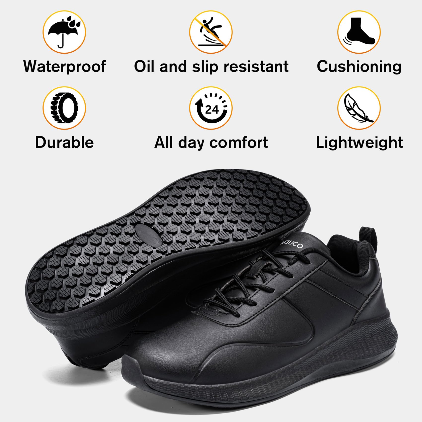 **Slip-Resistant Men's Work Shoes - Waterproof Slip-On Sneakers for Kitchen & Restaurant Staff | Comfortable Non-Slip Chef Shoes for Safety | Ideal for Cooking, Food Service & Hospitality (Black)**