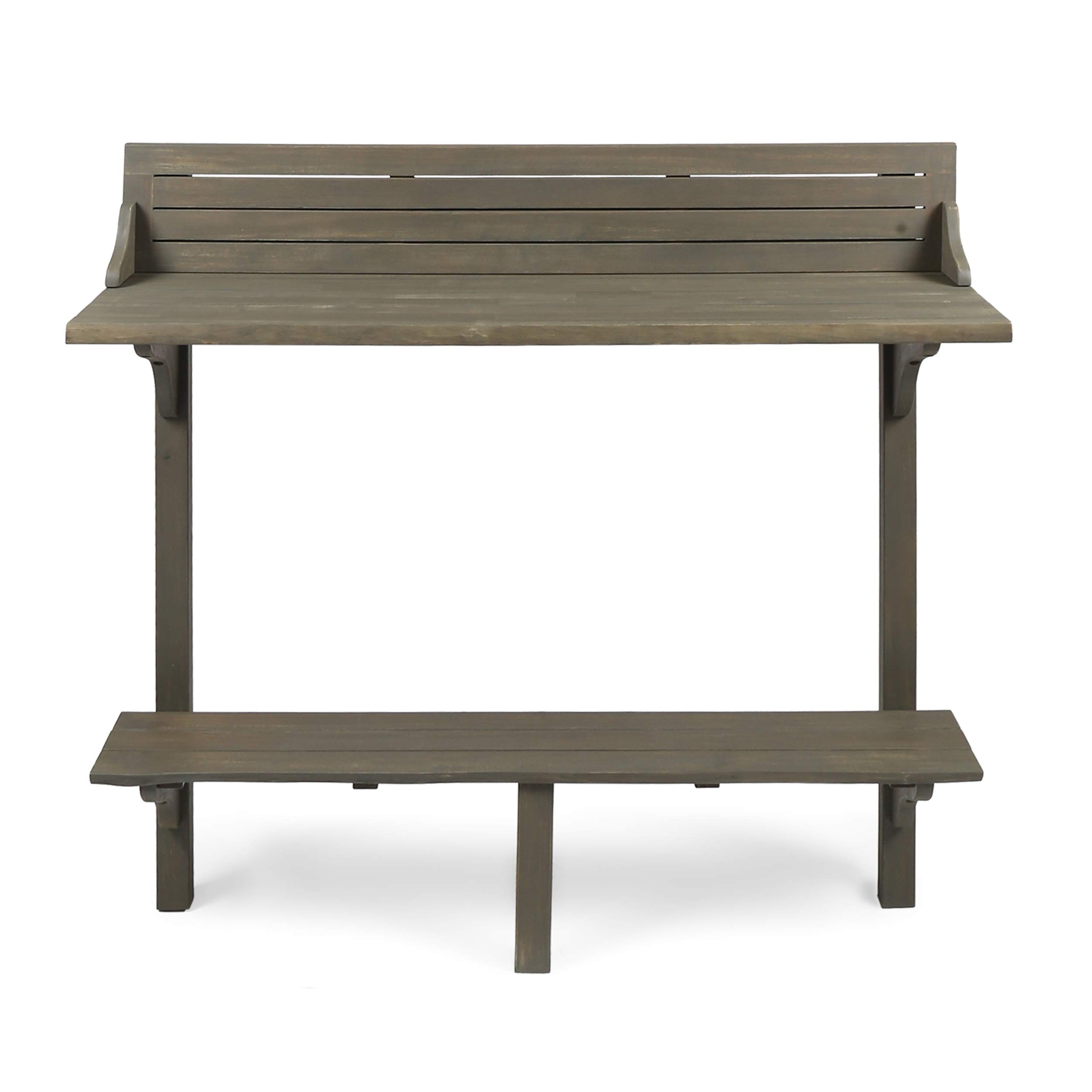 Acacia Wood Outdoor Bar Table for Balcony & Patio - Caribbean Style, Grey Finish - Perfect for Small Space Entertaining & Relaxing