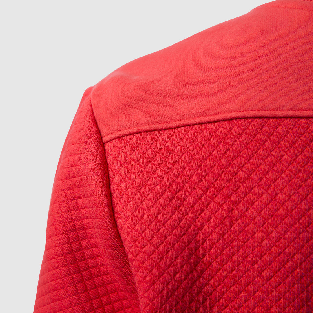 Women's Waffle Knit Crewneck Pullover Sweater - Soft Thermal Long Sleeve Top (Lava Red) for Fall & Winter Layering, Casual Outfits & Cozy Loungewear