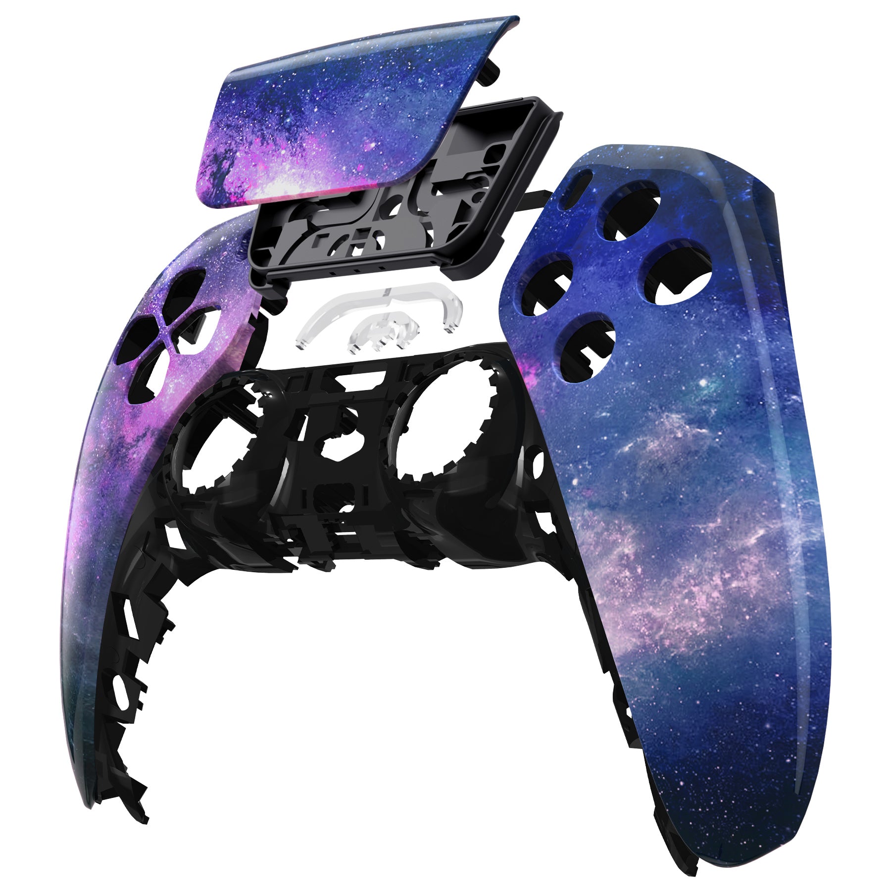 eXtremeRate PS5 Controller Front Housing Shell Replacement - Compatible with BDM 010/020/030/040/050 Models, Nebula Galaxy Design - Perfect for Gaming, Customization & Controller Repair