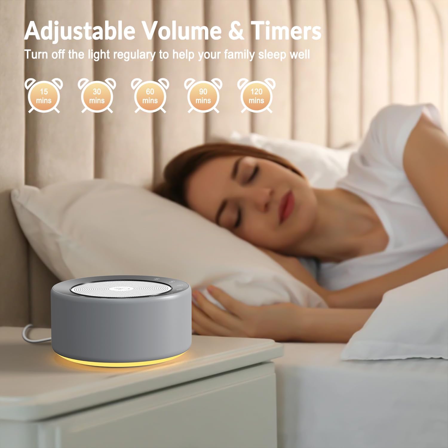 **Nursery Lamp with Sound Machine - 7 Color Changing Night Light, 30 Soothing Sounds & White Noise for Baby & Adults - Touch Control, Timer, Memory Function, Plug-in - Perfect for Bedtime, Nursery, Relaxation & Sleep Aid**