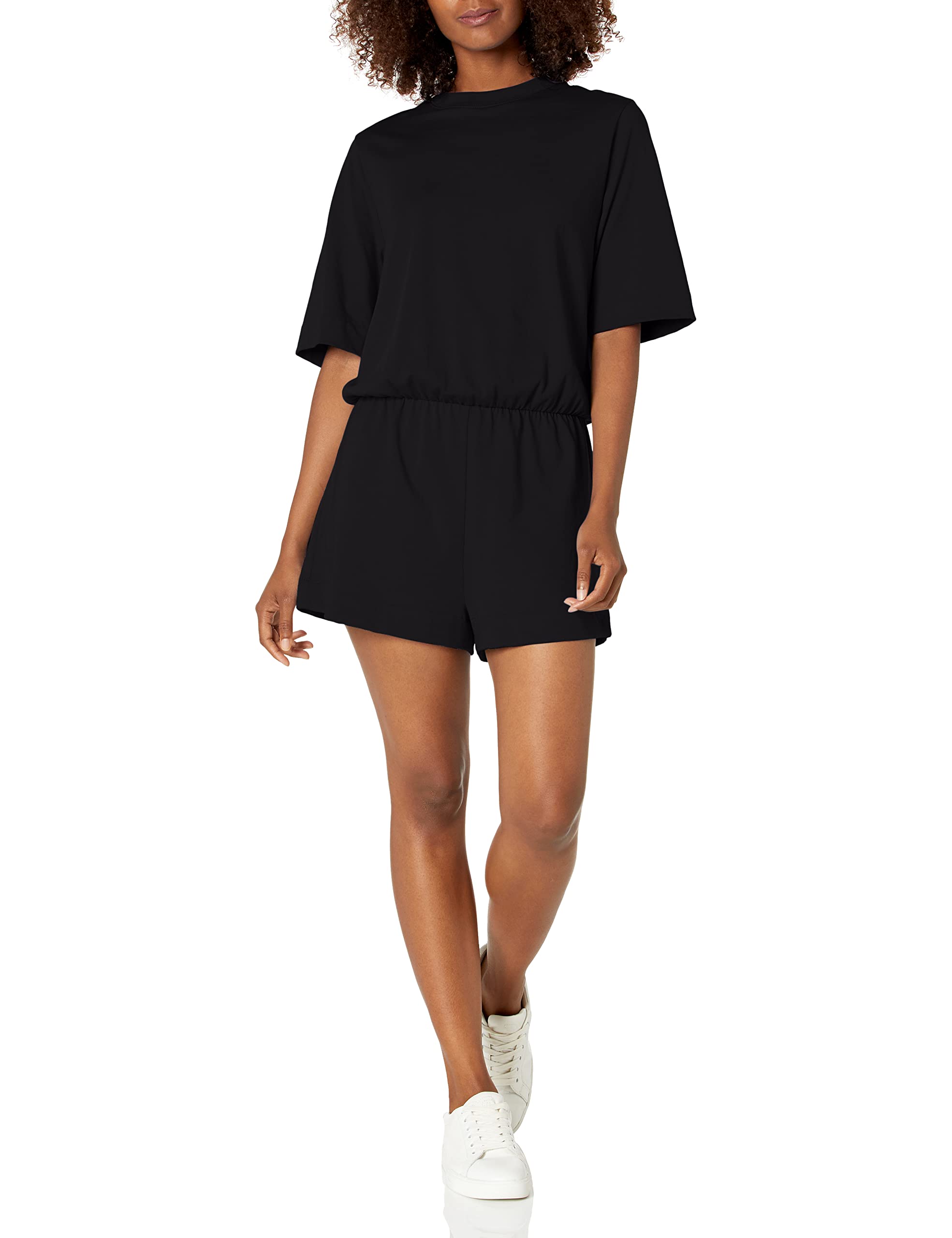 Bella Canvas Women's Cult Romper Shorts - Black, Medium US | Comfortable Casual Wear for Summer, Lounge, Travel & Outfits