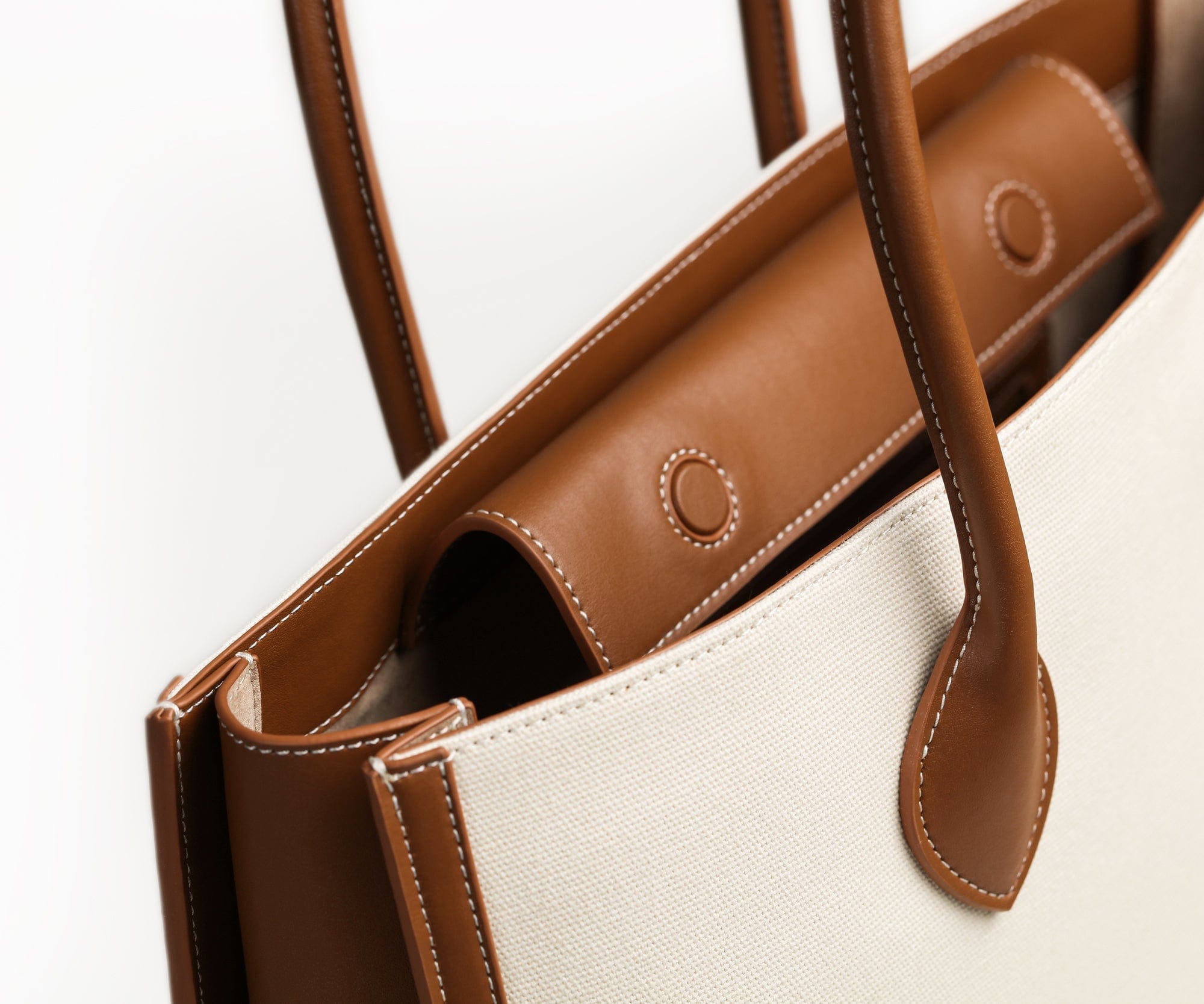 Eco-Friendly Aurora Cactus Leather Vegan Tote Bag for Women - White & Brown | Sustainable Fashion Accessory for Work, Travel & Everyday Use