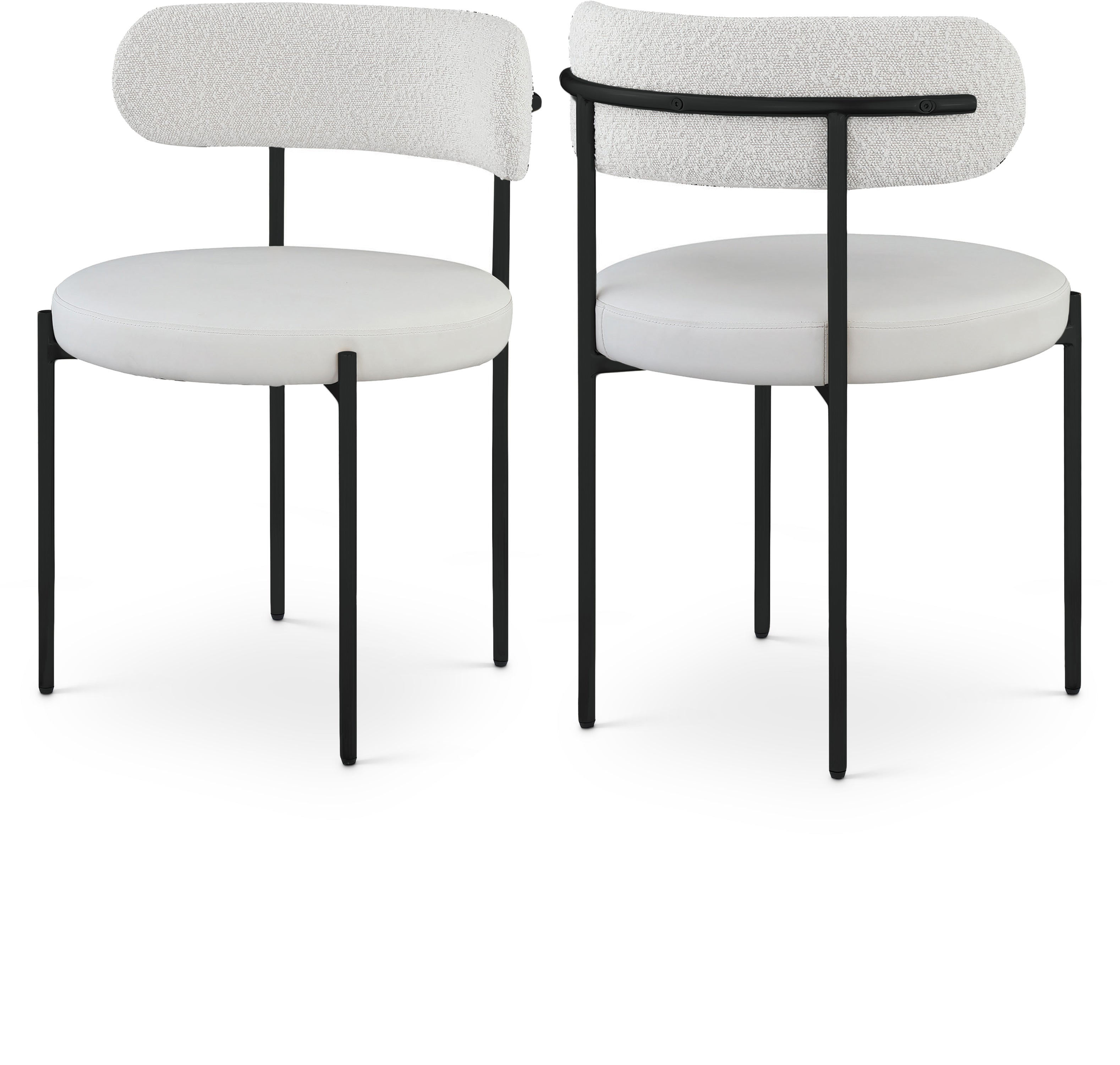 Vegan Leather & Boucle Fabric Dining Chair - Modern Comfort for Home, Office & Restaurant Use