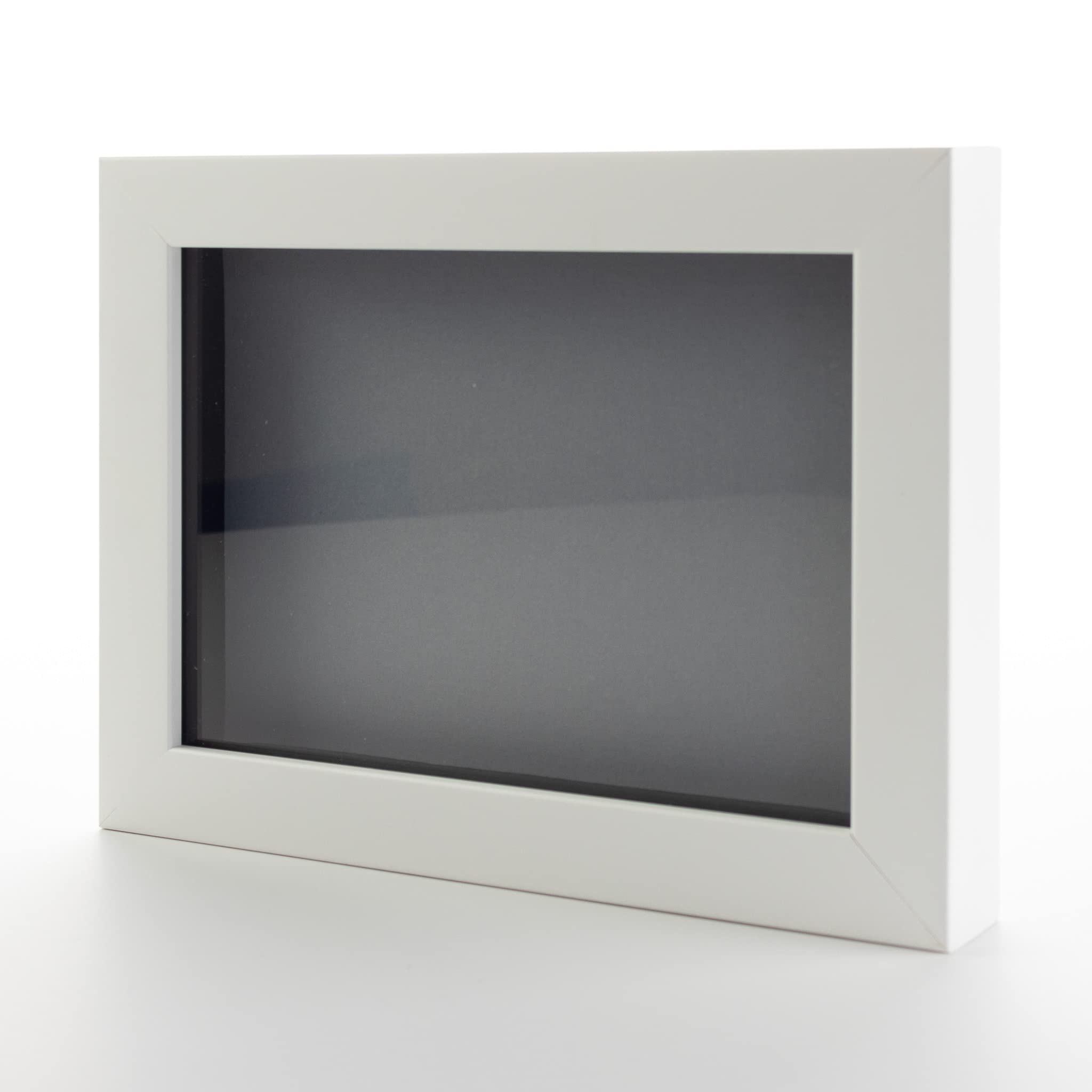 16x30 Shadow Box Frame - White Solid Pine Wood Display with Grey Acid-Free Backing, UV Protective Acrylic & Hanging Hardware - 0.75