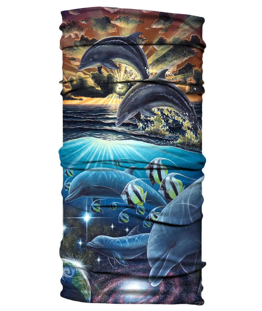 Ocean Theme Neck Gaiter Face Mask - UPF 50+ UV Sun Protection for Outdoor Activities, Hiking, and Beach Adventures