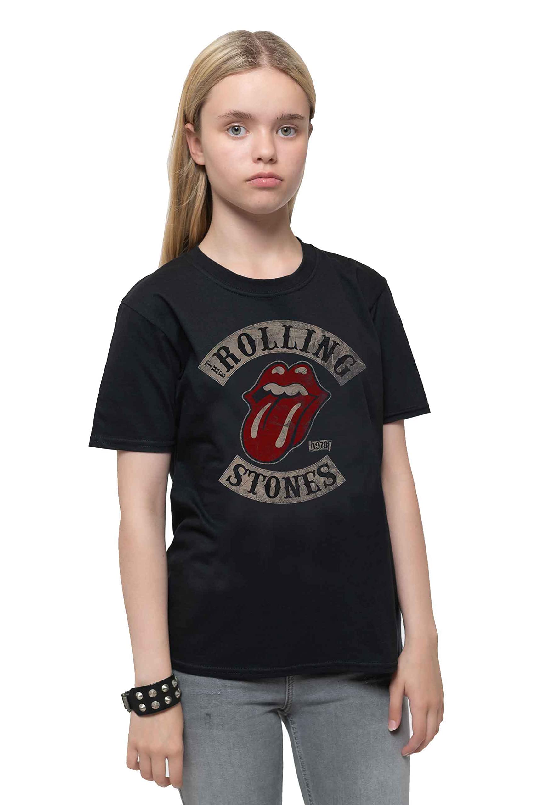 Rolling Stones Tongue Logo 1978 Black Kids T-Shirt for Boys & Girls (Ages 5-6) - Vintage Band Tee for Concerts, School & Casual Wear