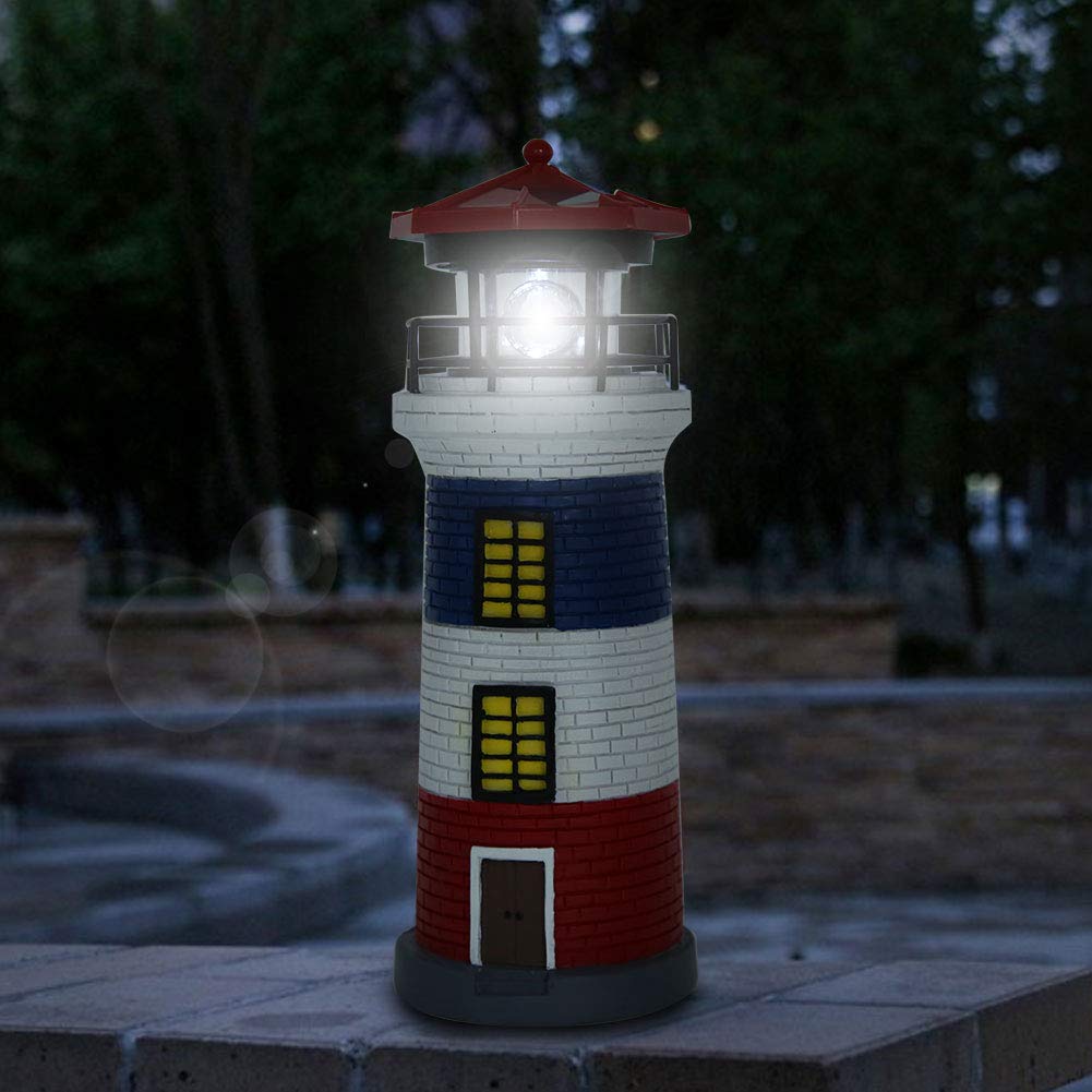 Solar Powered Rotating Lighthouse Statue - Outdoor LED Decorative Light for Garden, Patio, Lawn & Yard | Weatherproof Landscape Lighting for Pathways, Backyard Decor & Nighttime Ambience