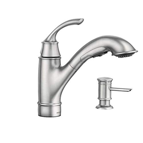 Moen Marietta 87601SRS Single Handle Pull-Down Sprayer Kitchen Faucet - Stainless Steel Finish, High Arc Design for Modern Sinks, Perfect for Cooking & Dishwashing