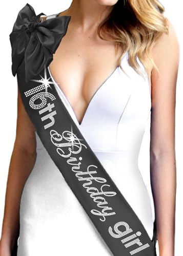16th Birthday Girl - Rhinestone (Black)
