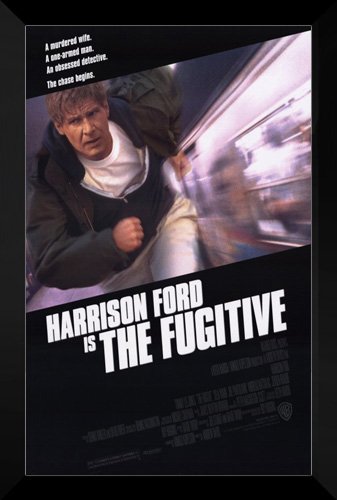 ArtDirect The Fugitive Framed 27x40 Movie Poster - Harrison Ford Classic Film Memorabilia - Perfect for Home Theater Decor & Movie Collector Gifts