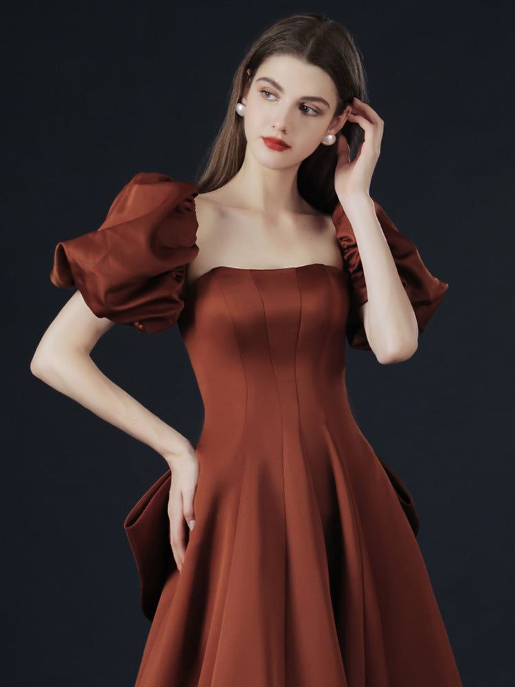 Off Shoulder Satin Prom Dress - Elegant A-Line Formal Evening Gown for Homecoming, Wedding & Party | Style 698