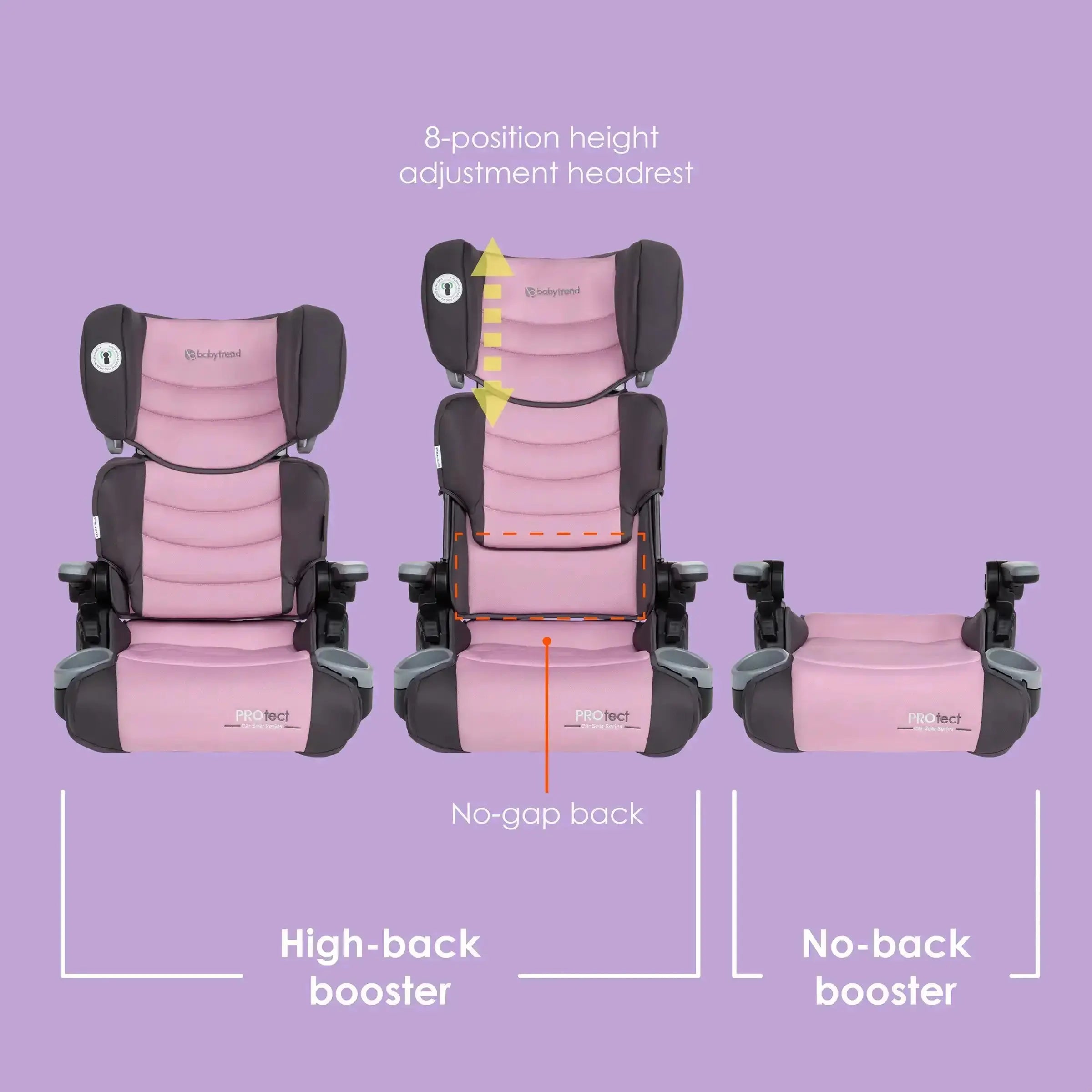 PROtect 2-in-1 Folding Booster Car Seat for Kids - Convertible High Back & Backless Car Seat for Travel & School - Safe & Portable for Toddlers 3-12 Years Old