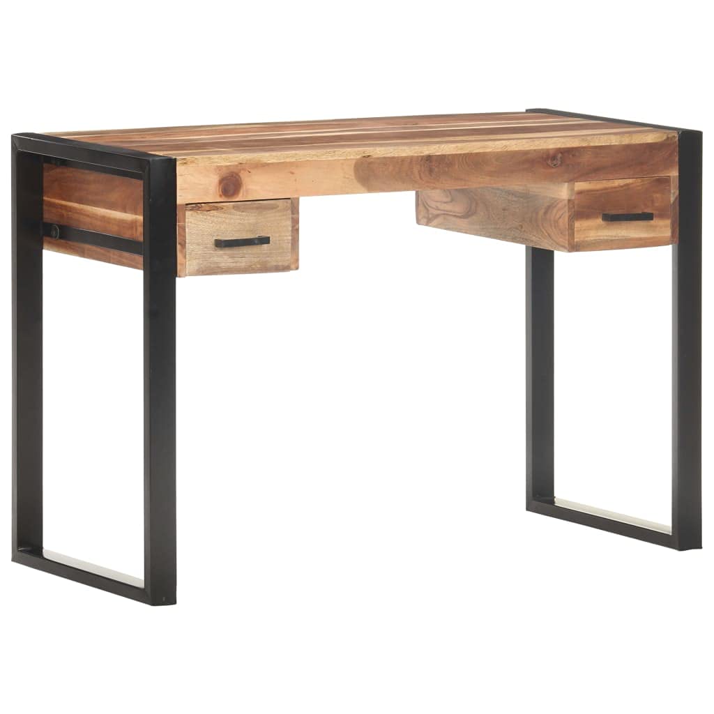DiMorture 43 Inch Home Office Desk with 2 Storage Drawers - Wooden Computer Desk with Metal Legs, Industrial Style Writing Table, Space Saving Design in Rustic Brown - Perfect for Small Office, Study Room or Home Workspace