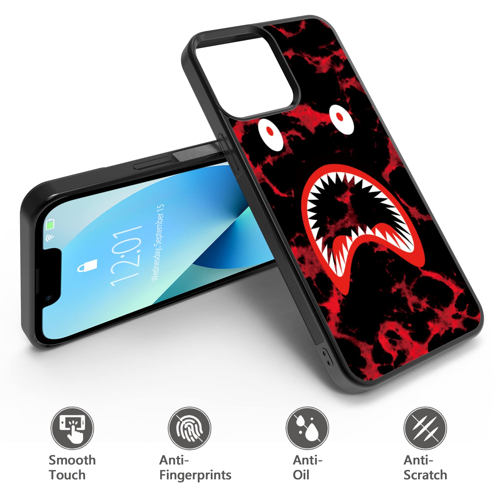 FANXI Marble Shockproof Protective Phone Case for iPhone 13 Pro Max (6.7 Inch) - Trendy Bape Design Cute Cool Cover for Men Women Boys Girls (Red/Black) | Perfect for Daily Use, Travel & Gift Giving