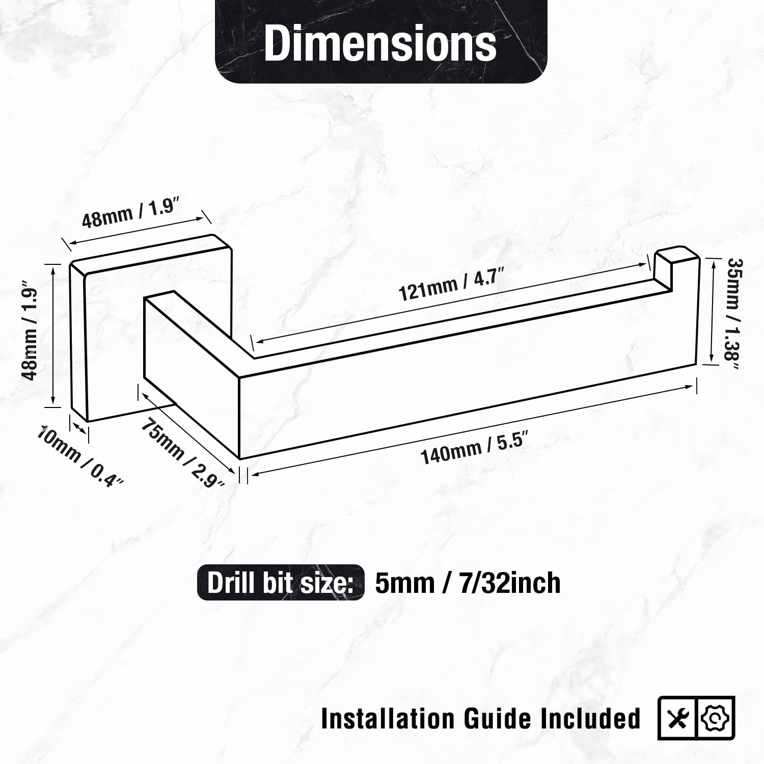 Wall Mounted Matte Black Toilet Paper Holder - SUS 304 Stainless Steel Rustproof & Waterproof Bathroom Tissue Roll Stand - Square Design with 360° Rotation - Perfect for Home, Office & RV Bathrooms