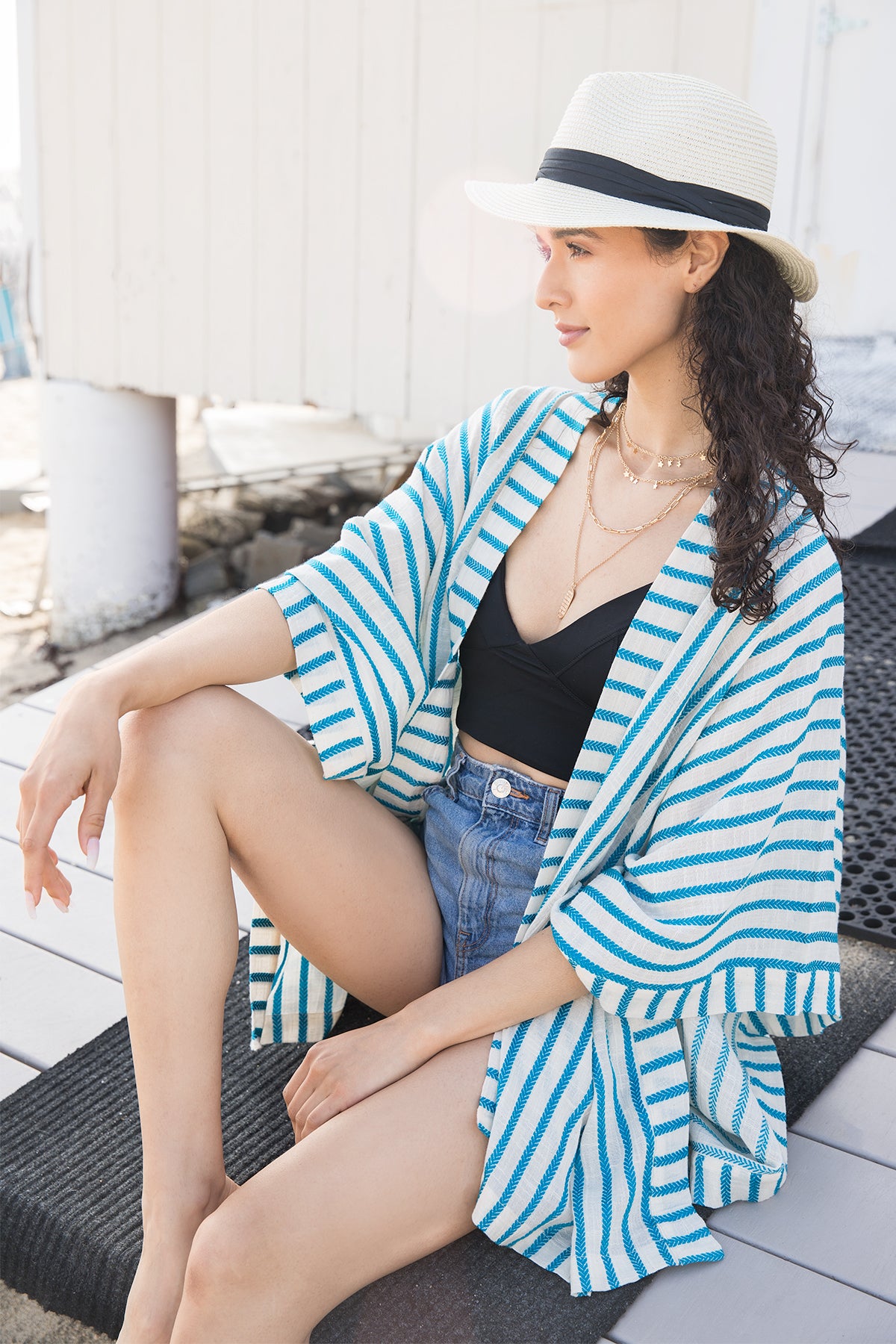 Lightweight Striped Cotton Kimono Cover Up - Beachwear, Poolside, Summer Vacation & Boho Outfit Essential
