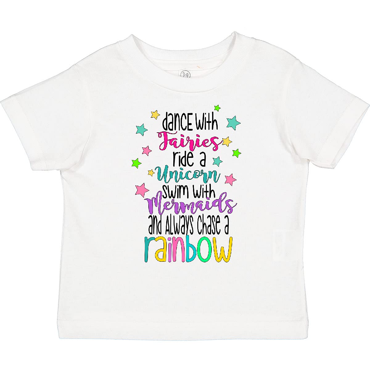 Inktastic Dance with Fairies, Ride a Unicorn, Swim with Mermaids Toddler T-Shirt - Cute Fantasy Graphic Tee for Girls & Boys - Perfect for Playdates, Birthday Parties & Everyday Fun