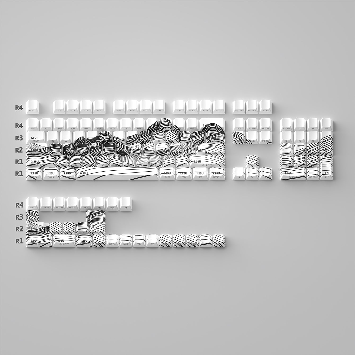 Premium PBT Side-Engraved Translucent Keycaps Set - OEM Profile High Mountain Line Design for Mechanical Keyboards | Perfect for Gaming, Typing & Custom Builds