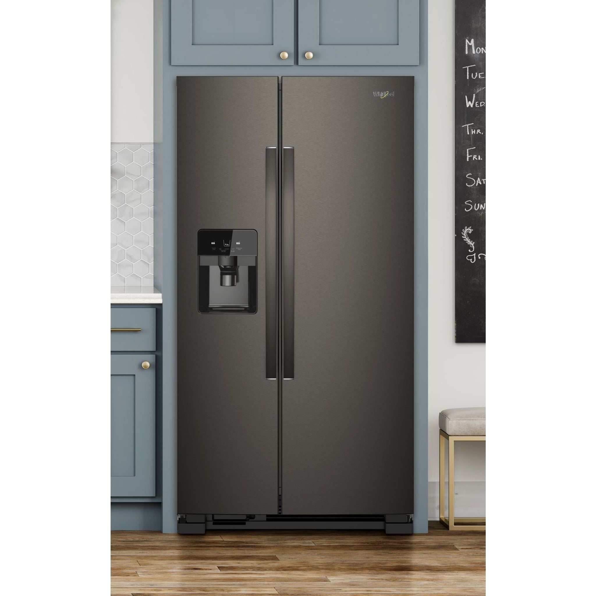 Whirlpool WRS321SDHV 36-Inch Side by Side Refrigerator with Black Stainless Steel Finish - Energy Efficient Kitchen Appliance for Modern Homes