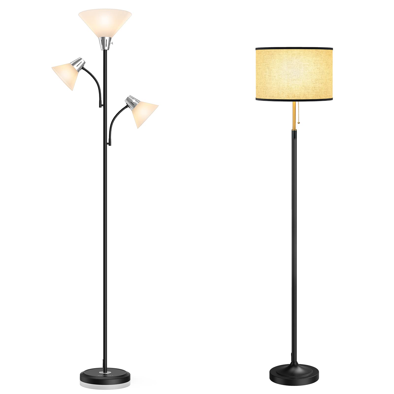 LEPOWER Modern Floor Lamp for Living Room, Bedroom & Office - Bright LED Light with Replaceable 3000K Energy-Saving Bulb, Black Contemporary Standing Lamp | Perfect for Reading, Working & Ambient Lighting