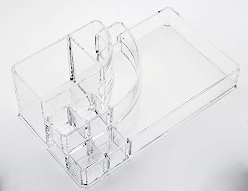 JOSALINAS 8-Slot Cosmetic & Jewelry Organizer Box - Perfect for Storing Makeup Brushes, Lipsticks, Rings, Necklaces & Hair Accessories - Ideal for Bathroom Vanity, Dresser Top & Travel Beauty Storage