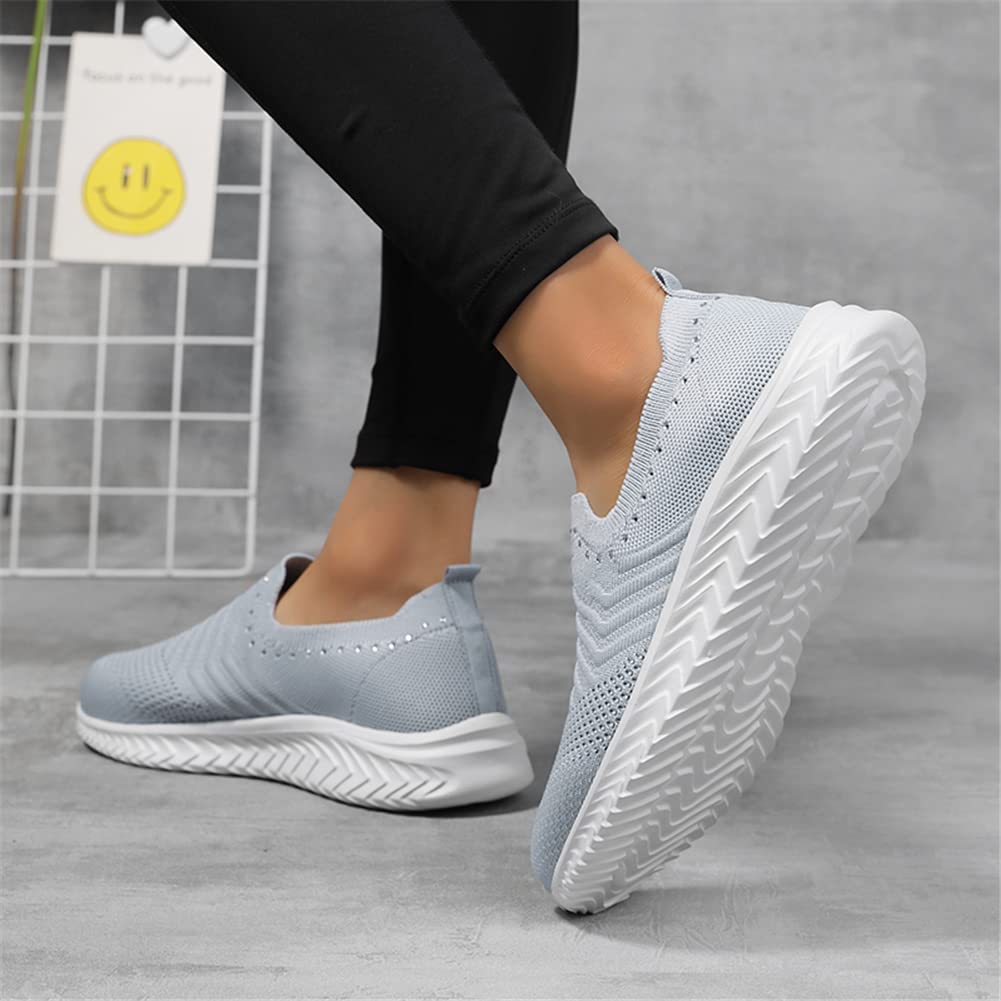 GOSPT Women's Slip-On Sock Sneakers with Glitter Rhinestones - Comfortable Mesh Jazz Dance Shoes for Latin, Ballroom & Practice | Perfect for Dance Classes, Performances & Casual Wear