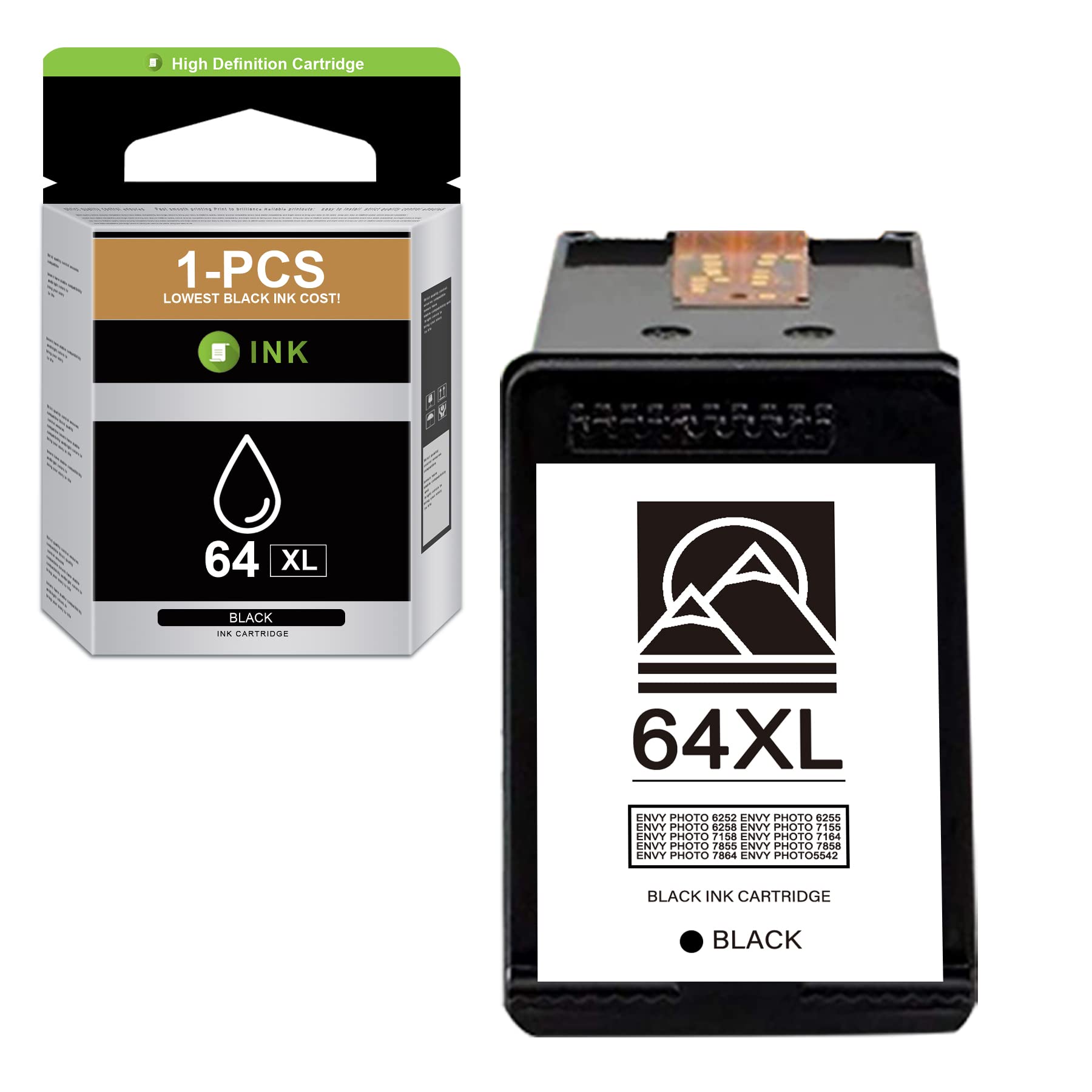 VASERINK 64XL N9J92AN Black High-Yield Remanufactured Ink Cartridge - Compatible with HP Envy Photo 6252, 6255, 6258, 7155, 7158 Printers - Perfect for Home Office Printing, Photo Projects & School Assignments