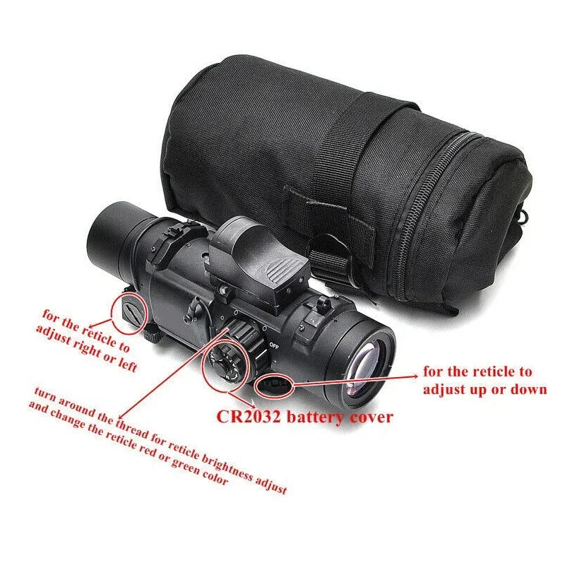 1-4x24 Wide Angle Tactical Rifle Scope with Mini Red Dot Sight | Dual Purpose Hunting & Shooting Accessory | Includes Rubber Covers (Black/Tan) | Perfect for Hunting, Target Practice & Tactical Training