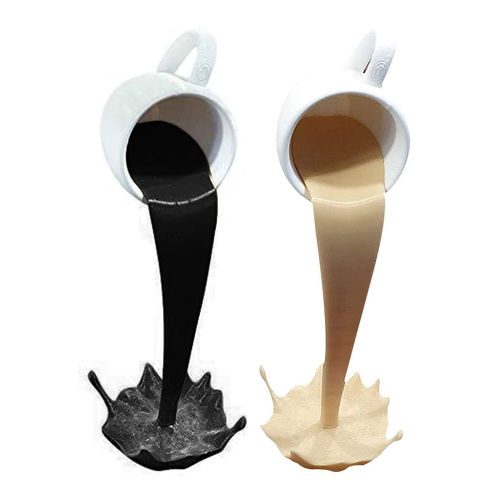 Floating Coffee Cup Art Sculpture - Unique Home & Office Decor for Coffee Lovers | Perfect for Bookshelves, Desks, and Gift Ideas