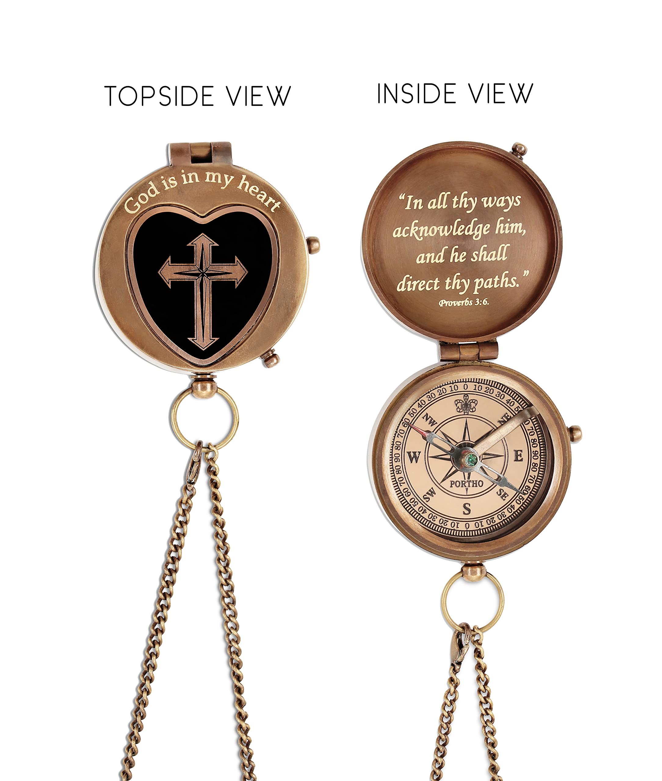 God is in My Heart Compass - Religious Christian Gifts for Men & Teen Boys, Baptism Communion Confirmation Present, Inspirational Catholic Graduation Gift 2024 - Perfect for Church Events, Spiritual Journeys & Faith-Based Celebrations