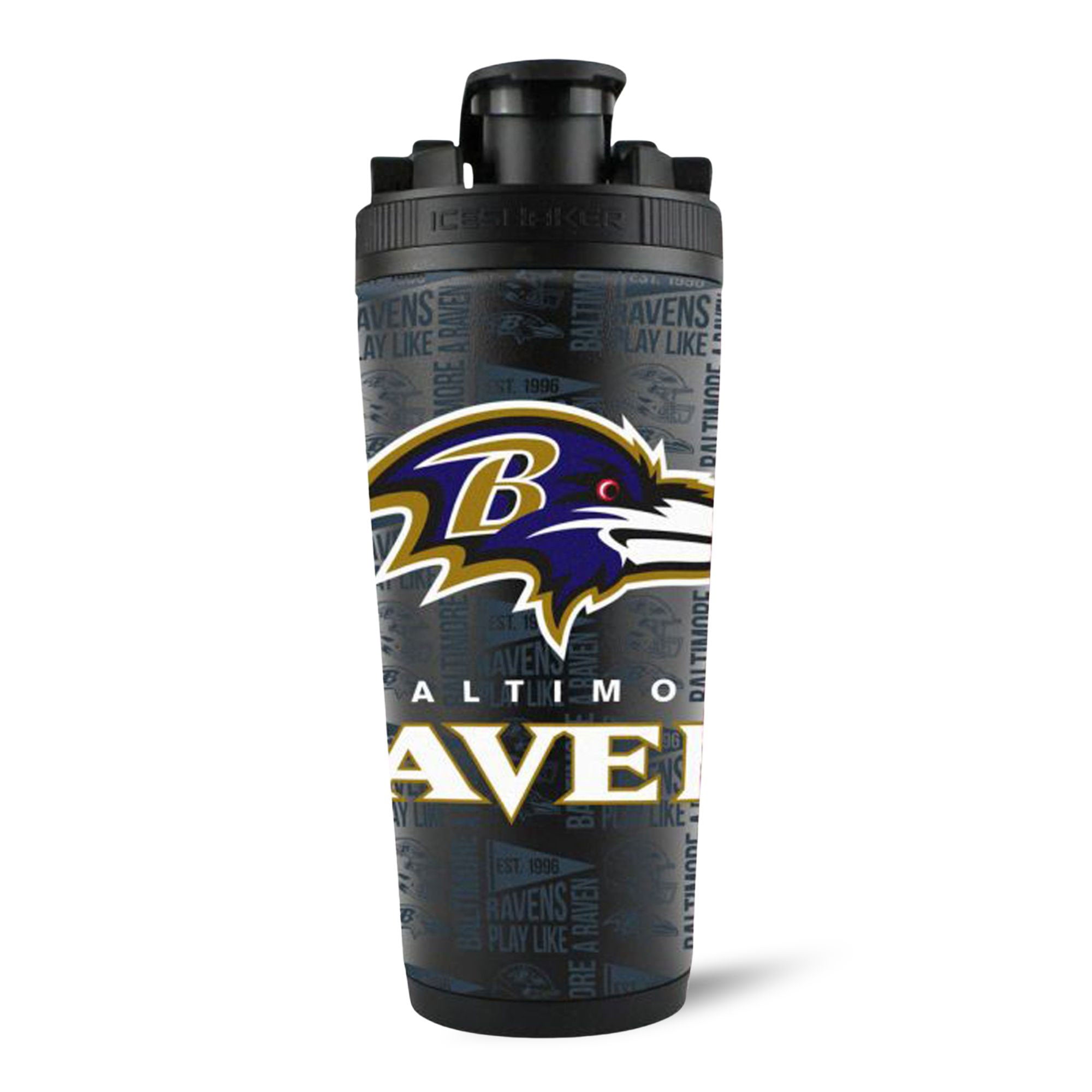 Officially Licensed Baltimore Ravens 4D Ice Shaker - Insulated Stainless Steel Water Bottle for Workouts, Gym & Sports | Keeps Drinks Cold for 24 Hours | Perfect for NFL Fans & Athletes