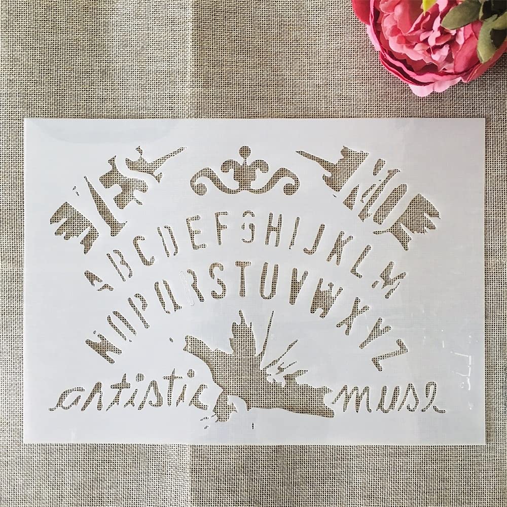 Vintage Alphabet Stencils for Painting - A4 29cm Reusable DIY Templates for Scrapbooking, Furniture, Wall & Floor Decor - Perfect for Home, Craft & DIY Projects
