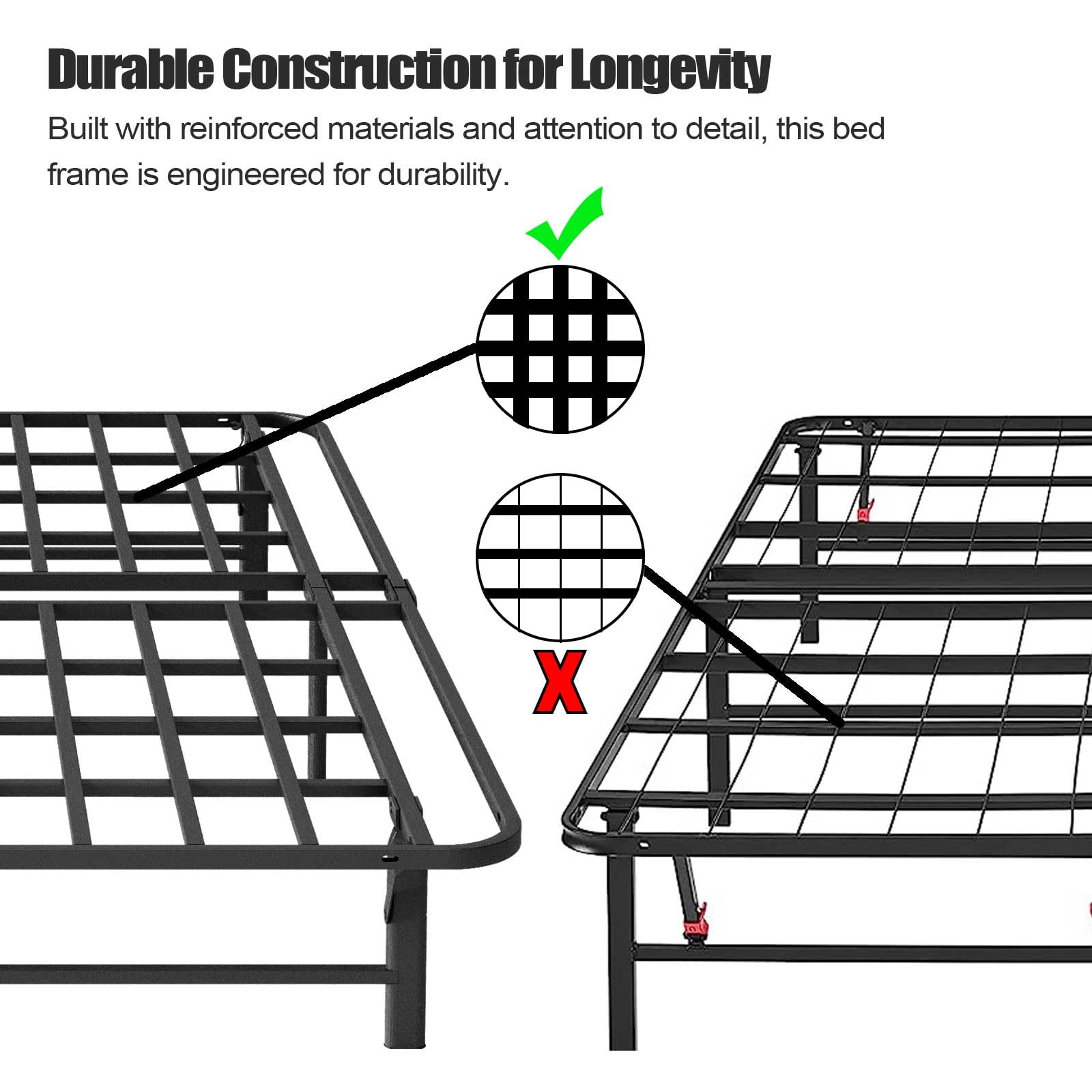 ZIYOO Twin Folding Bed Frame - 16 Inch Heavy Duty Metal Platform with Mattress Foundation, No Box Spring Needed | Quick Assembly, Noise Free, Black | Perfect for Guest Rooms, Dorms & Small Spaces