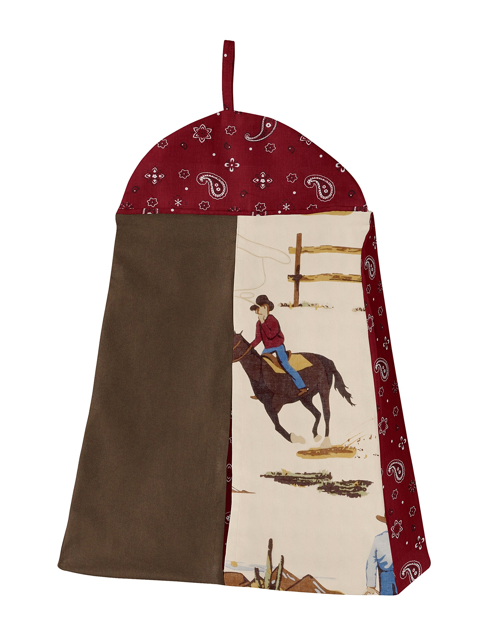 Sweet Jojo Designs Western Cowboy Baby Crib Bedding Set - 5pc Nursery Set with Quilt, Fitted Sheet, Skirt & Diaper Stacker - Tan Brown & Red Southern Country Theme - Perfect for Wild West Nursery Decor & Cowboy-Themed Baby Showers