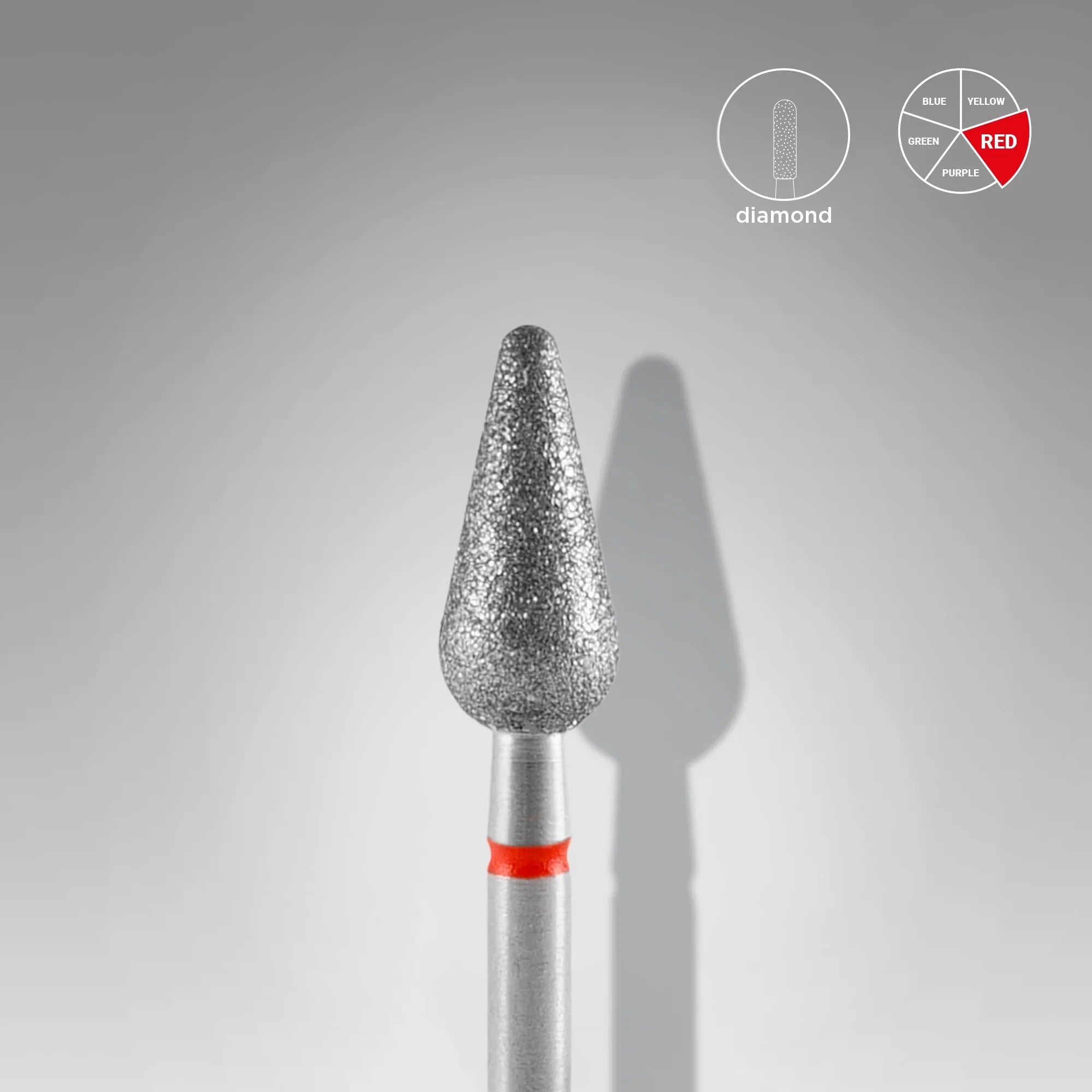 Staleks 5mm Diamond Nail Drill Bit Pear Red - Professional Manicure & Pedicure Tool for Salon & Home Use