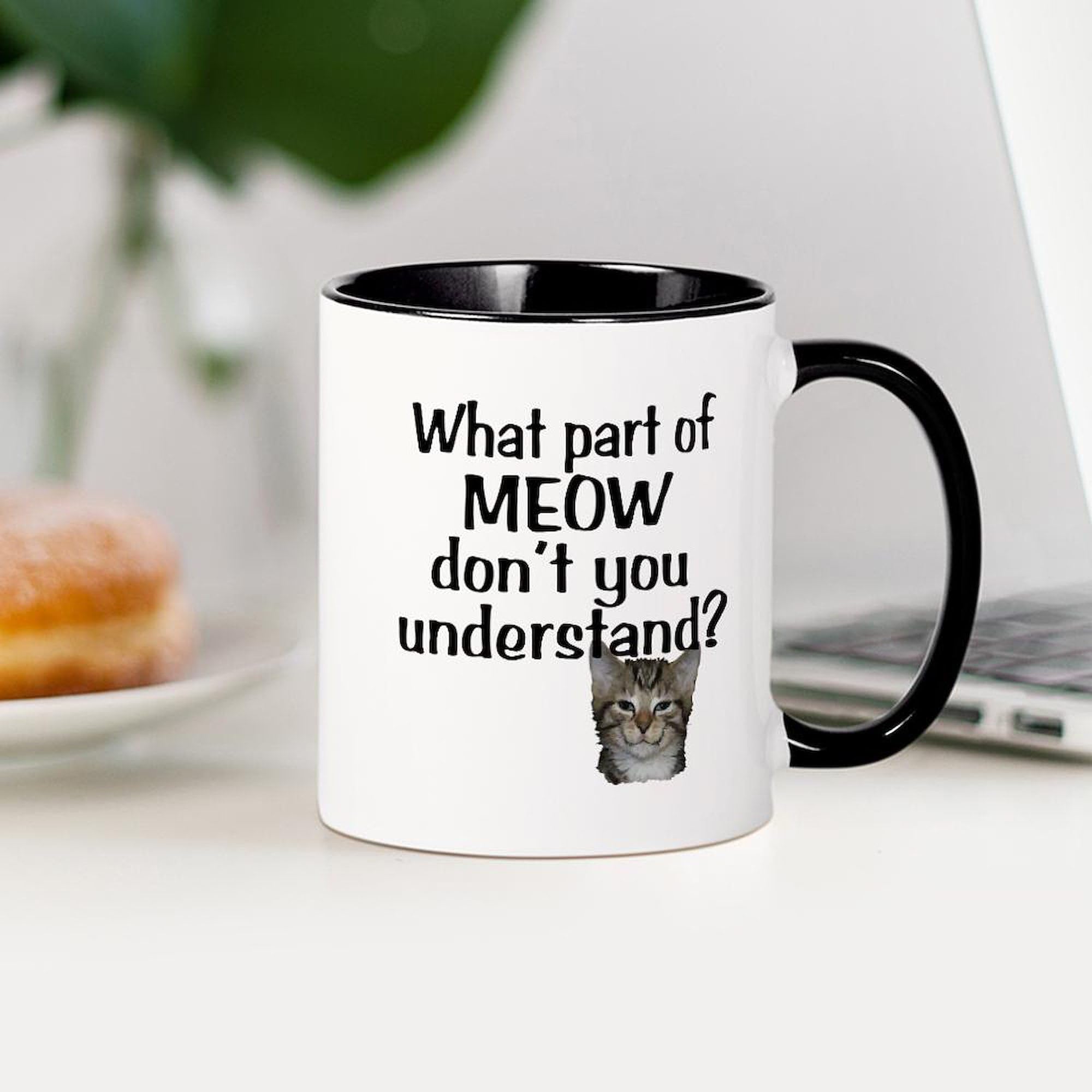 MEOW Ceramic Coffee Mug 11 oz (325 ml) - Cute Cat Design for Tea, Coffee & Hot Drinks - Perfect for Home, Office & Gifts