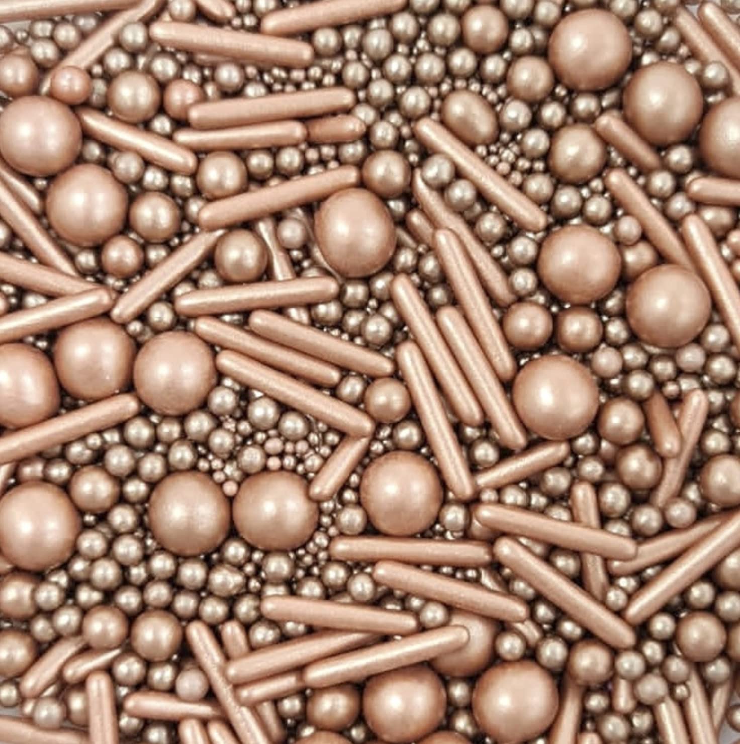 Premium Rose Gold Chocolate Sprinkles - 100s & 1000s Metallic Pearls for Cupcake, Cake Decorating & Dessert Toppings - Edible Bronze Rose Gold Mix for Baking, Party Treats & Wedding Cakes