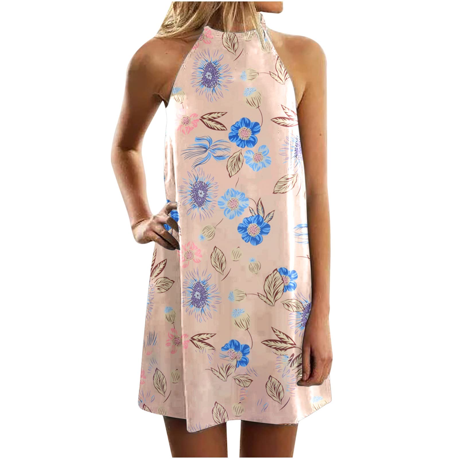 Women's Floral Print Sleeveless Shift Mini Dress - Casual Summer Sundress for Beach, Vacation & Outdoor Activities | Lightweight Breathable Fabric for Hot Weather