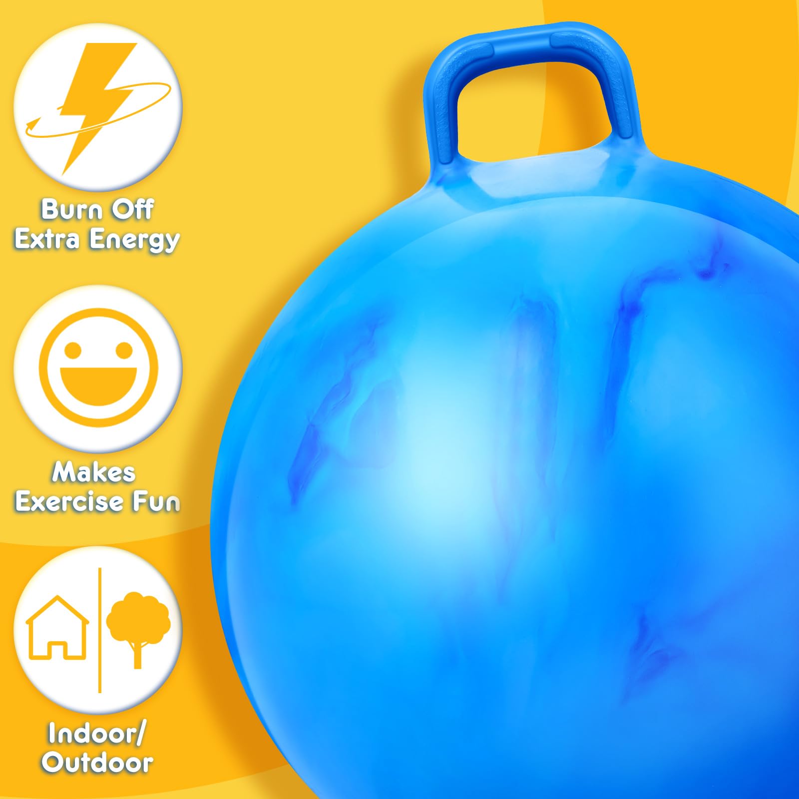 Lewtemi 2 Pack 29 Inch Exercise Hopper Balls with Handles - Bouncy Jumping Balls for Adults, Kids Outdoor Sports & Fitness Workout - Includes Air Pump (Gradient Purple & Blue) - Perfect for Backyard Games, Gym Training & Family Fun Activities